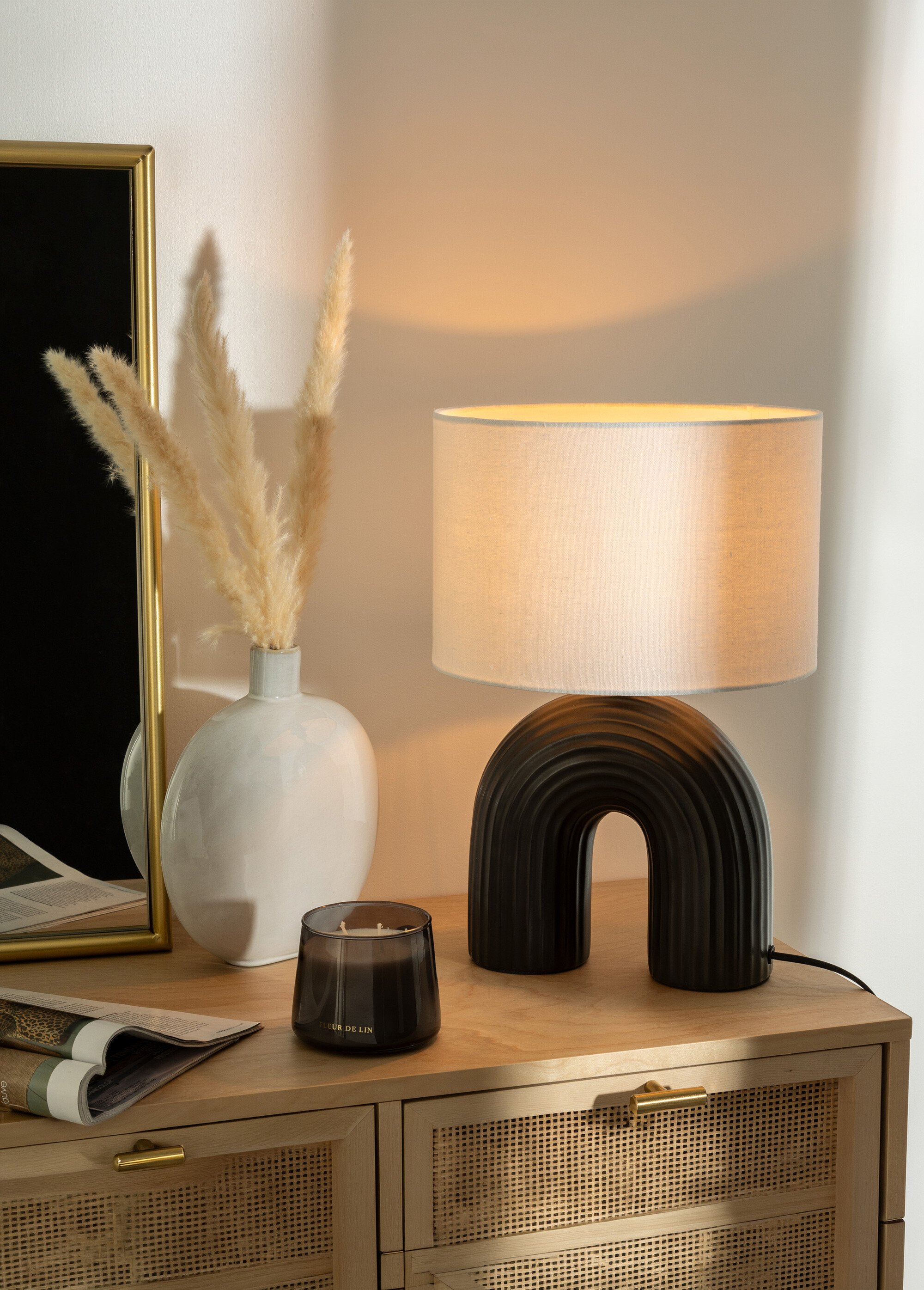 Lampe à poser pied céramique arche EIDEL NOIR JJA-190623 SI1