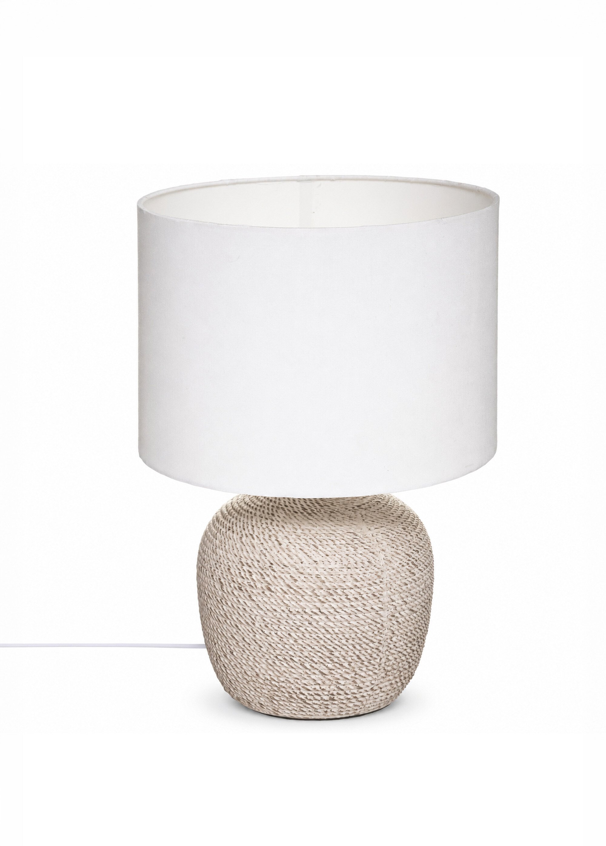 Lampe pied céramique aspect corde DAVIA BLANC JJA-178946 FA1