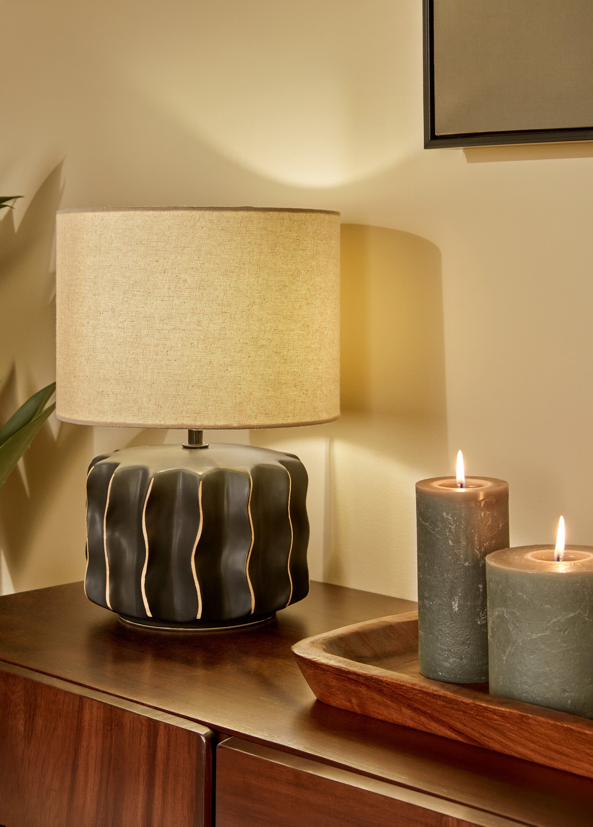 Lampe pied grès détails vagues MALYA BEIGE JJA-221629 SI1