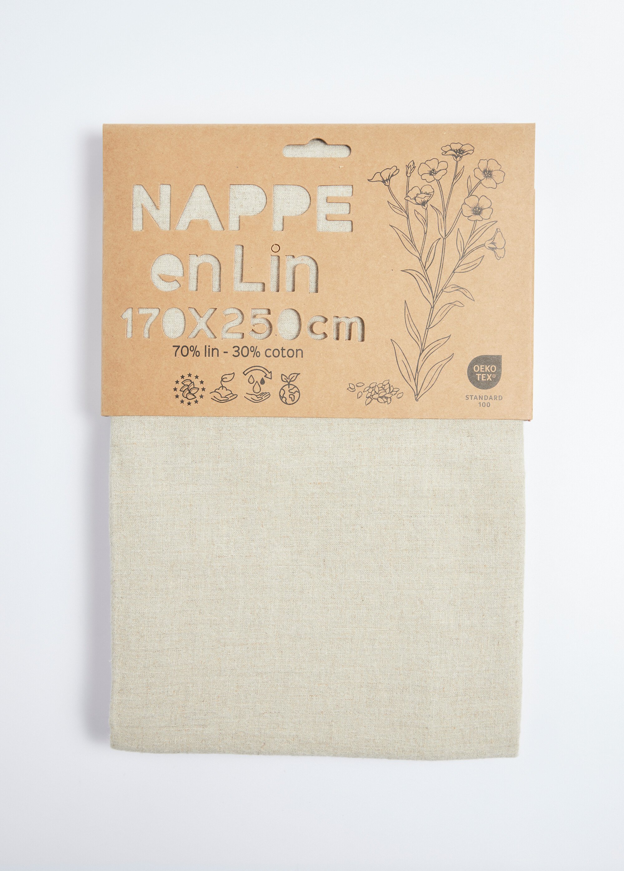 Nappe aspect authentique en lin mélangé Beige HOM-ZANA DE1