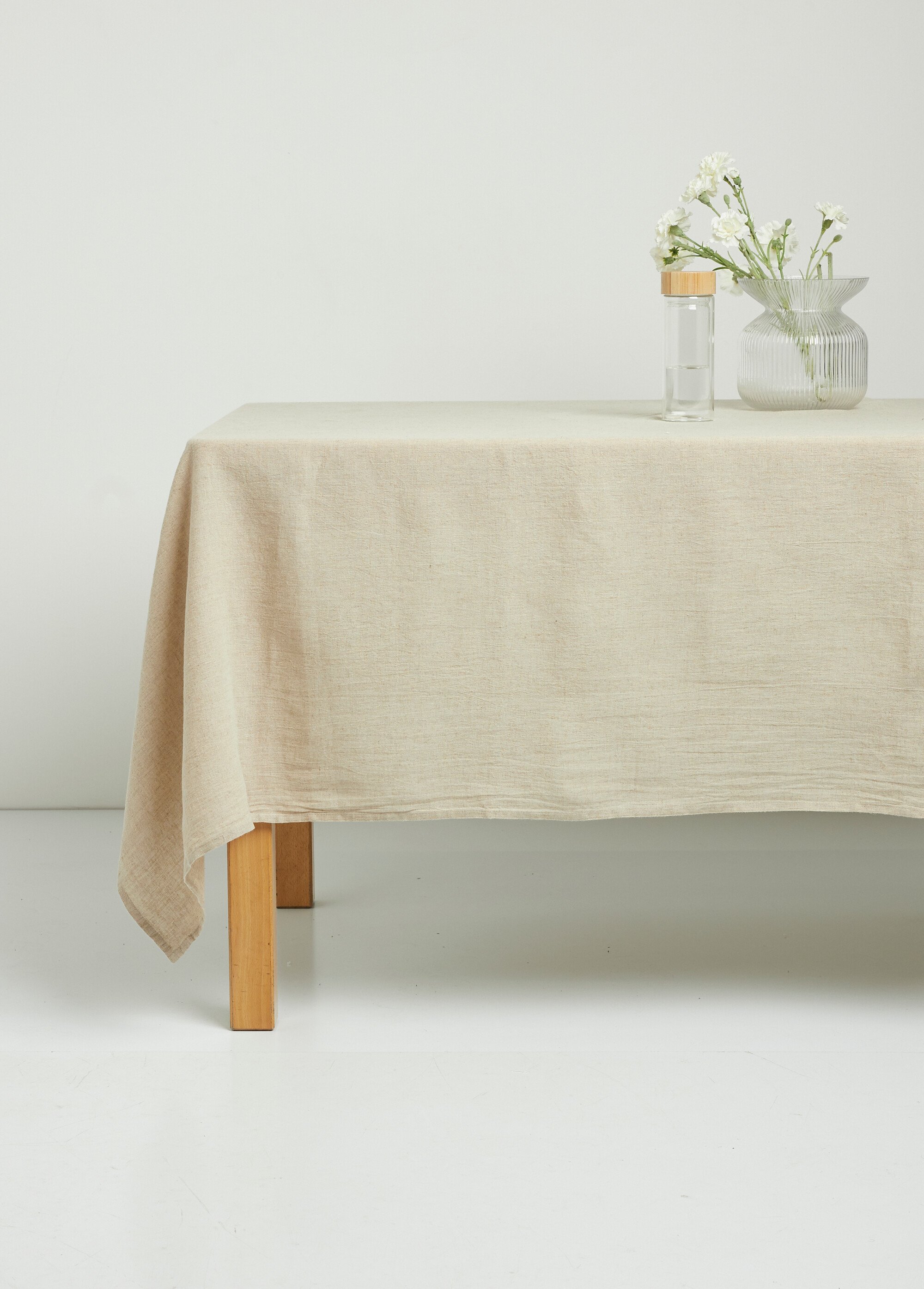 Nappe aspect authentique en lin mélangé Beige HOM-ZANA SF1
