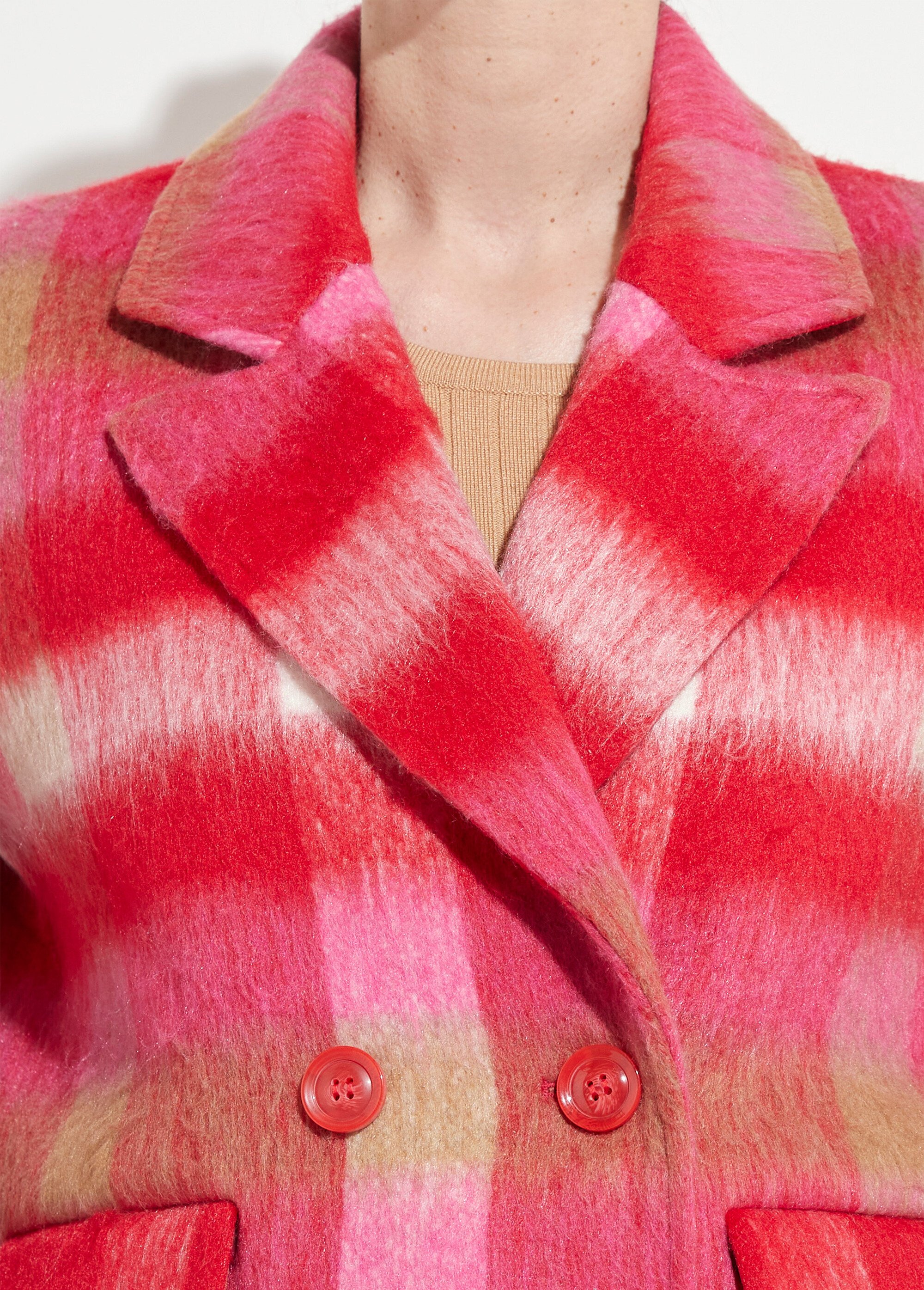 Manteau caban chaud tissu carreaux avec laine