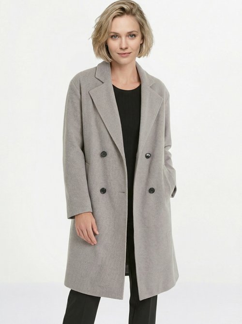 Manteau double boutonnage col tailleur Femme Gris TENDANCE FA1