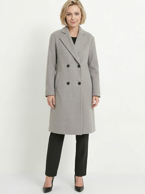 Manteau double boutonnage col tailleur Femme Gris TENDANCE SI1