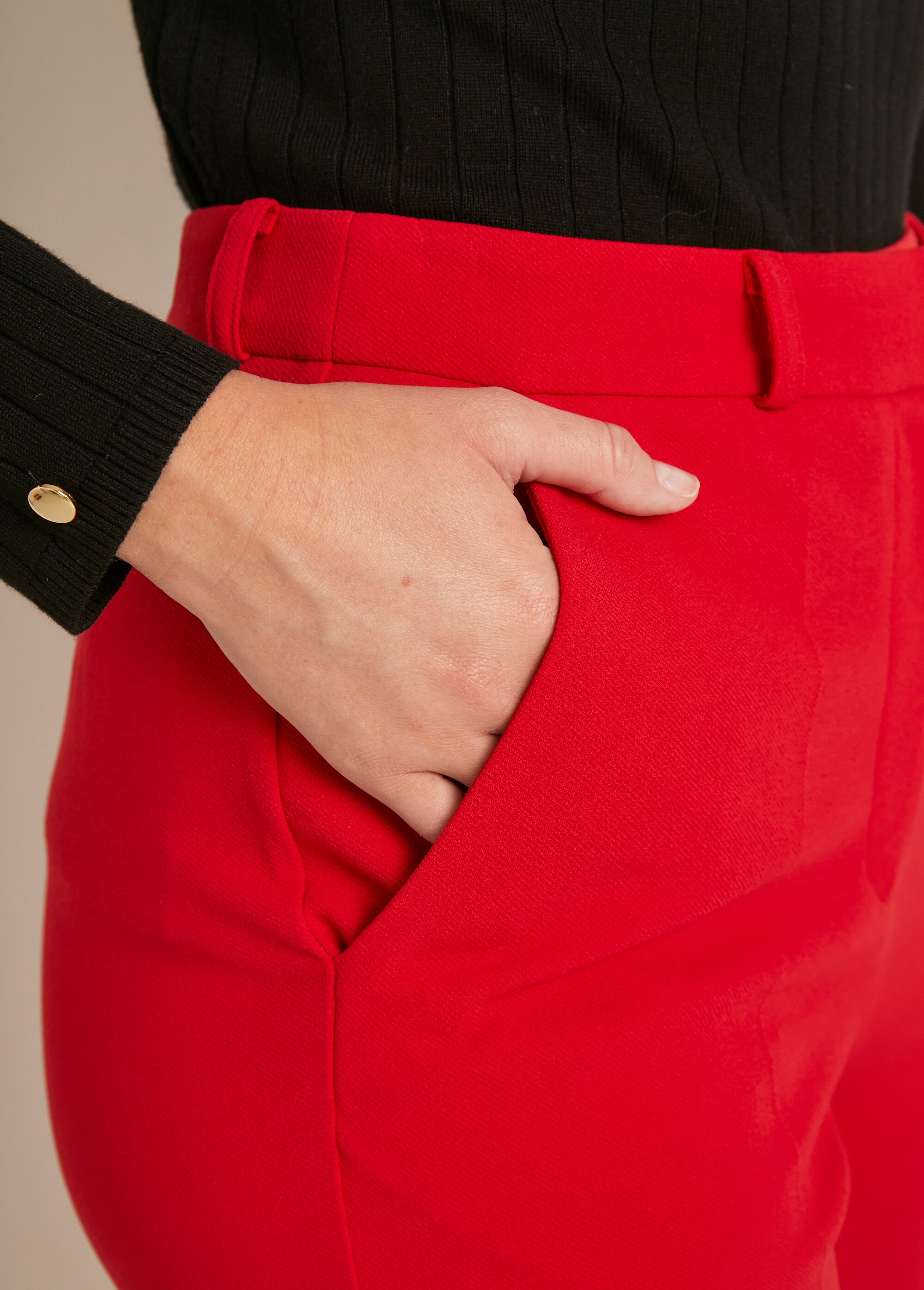 Pantalon Habillé Femme XOXO Rouge Taille 1/2 - Stretch, Taille Basse, Occasion