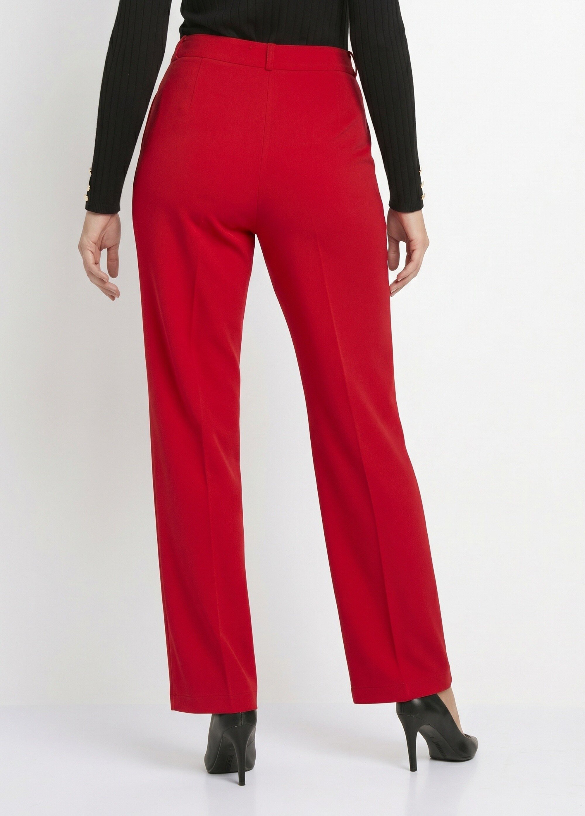 Pantalon fluide large maille stretch unie