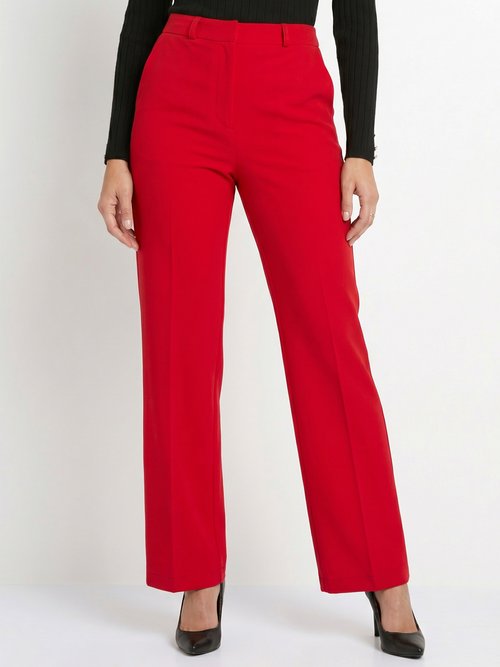 Pantalon fluide large maille stretch unie Femme Rouge NERUDA FA1