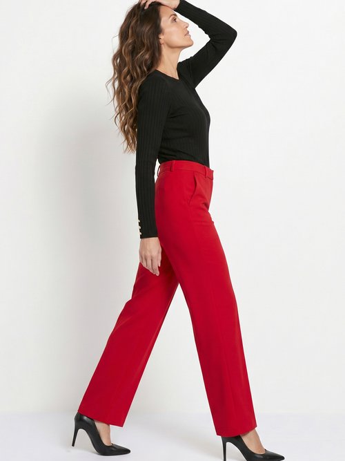 Pantalon fluide large maille stretch unie Femme Rouge NERUDA MV1