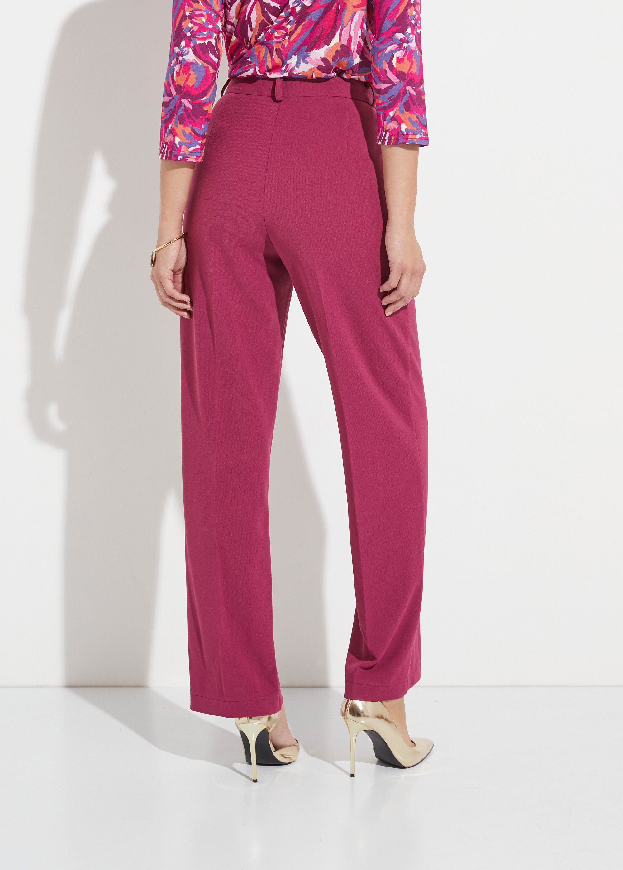 Pantalon fluide large maille stretch unie Femme Violet NERUDA DO1