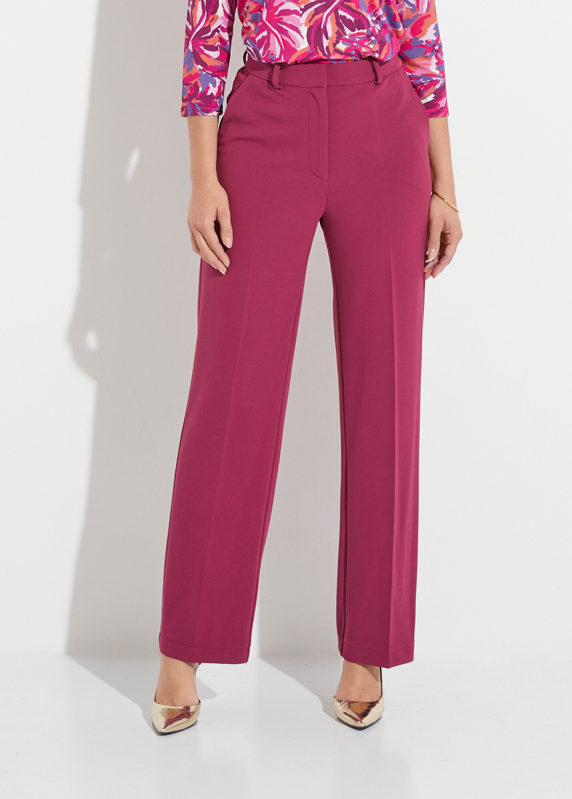 Pantalon fluide large maille stretch unie Femme Violet NERUDA FA1