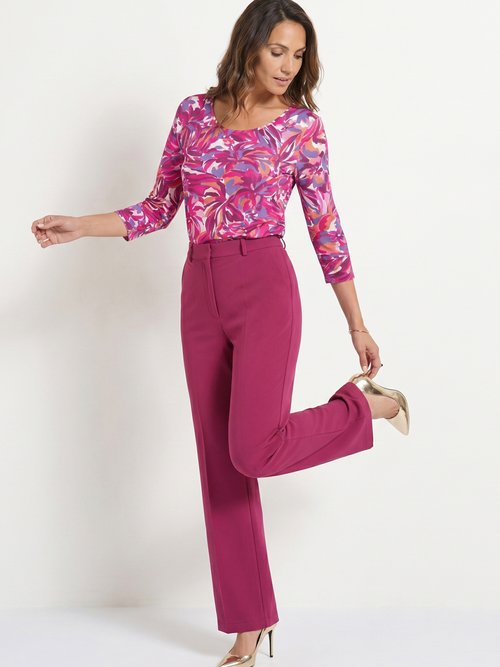 Pantalon fluide large maille stretch unie Femme Violet NERUDA MV1
