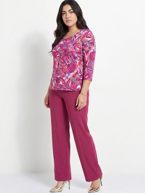 Pantalon fluide large maille stretch unie Femme Grande Taille Violet NERUDA SI1