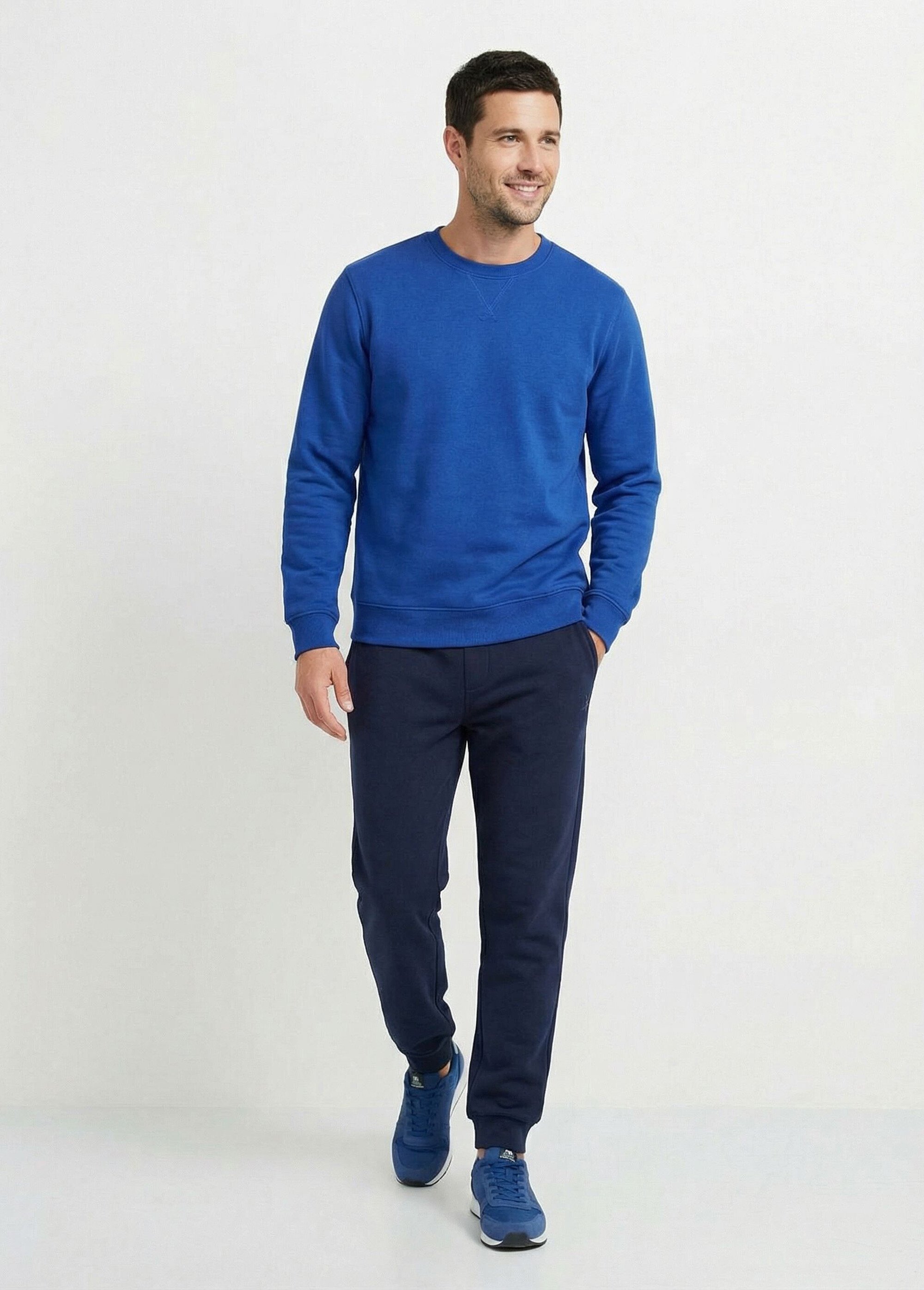 Pantalon jogging molleton bas et taille élastiqués Homme Bleu FUZIO SF1