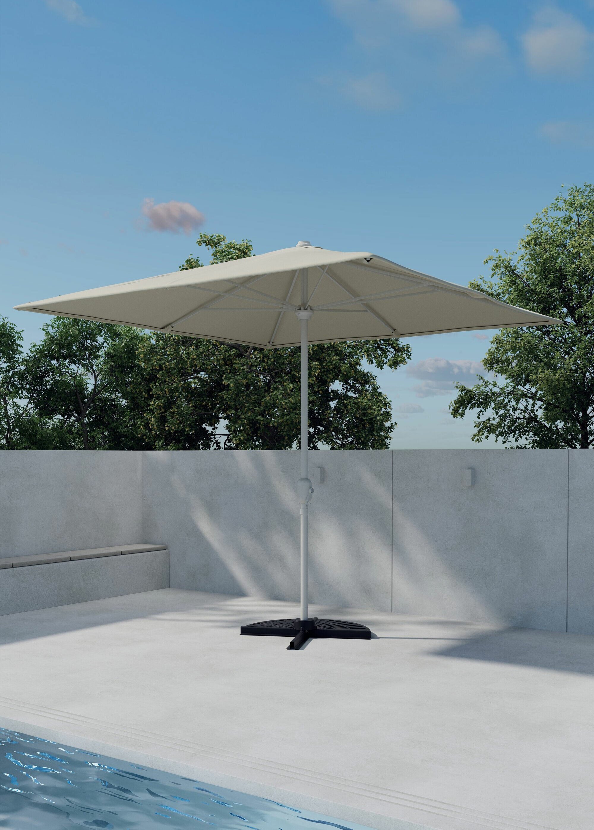 Parasol carré alu à manivelle, diam. 3m BEIGE VEN-9887-222 SI1