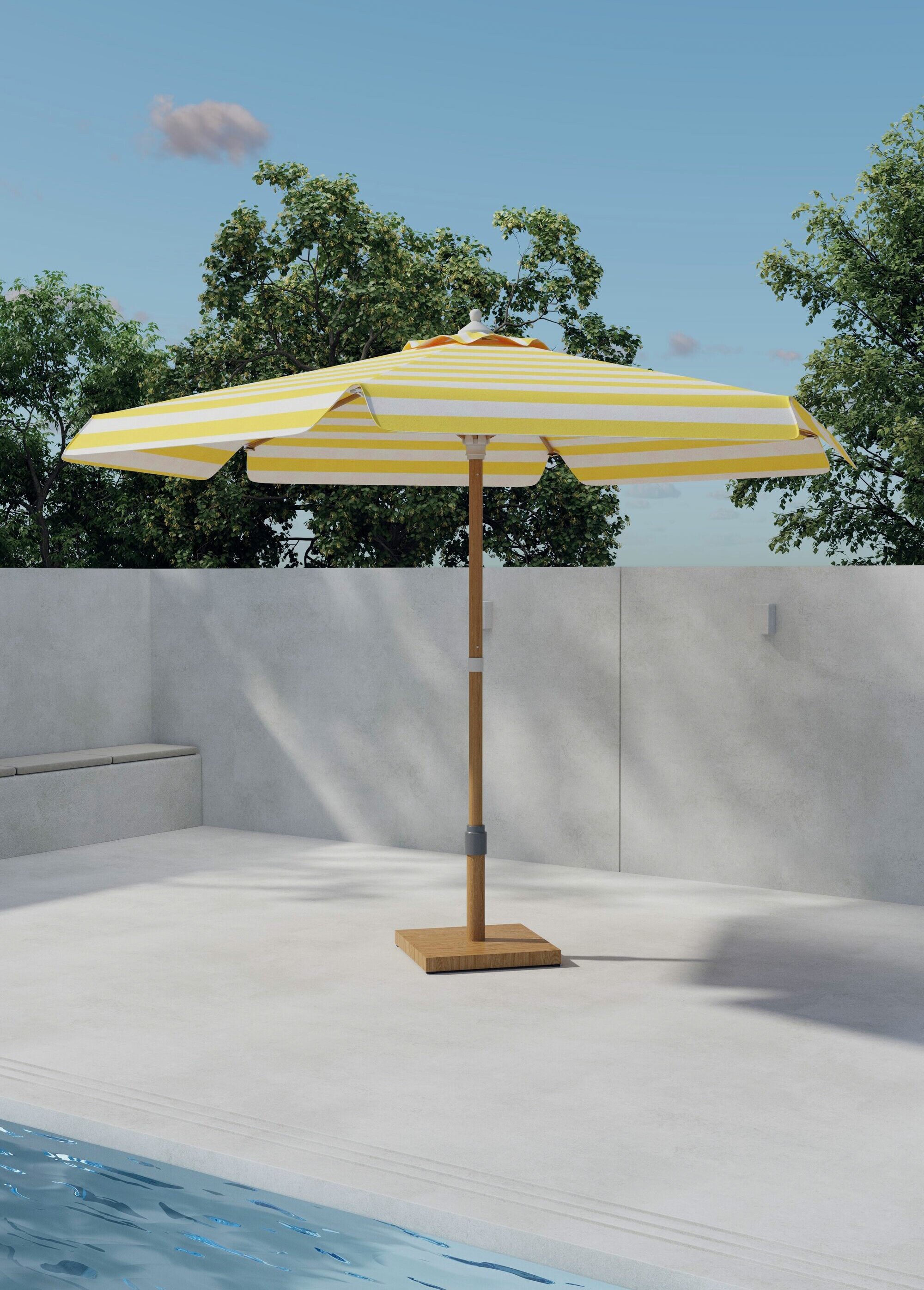 Parasol rayé bambou et alu diam. 2,7m BLANC VEN-9886-102 SI1
