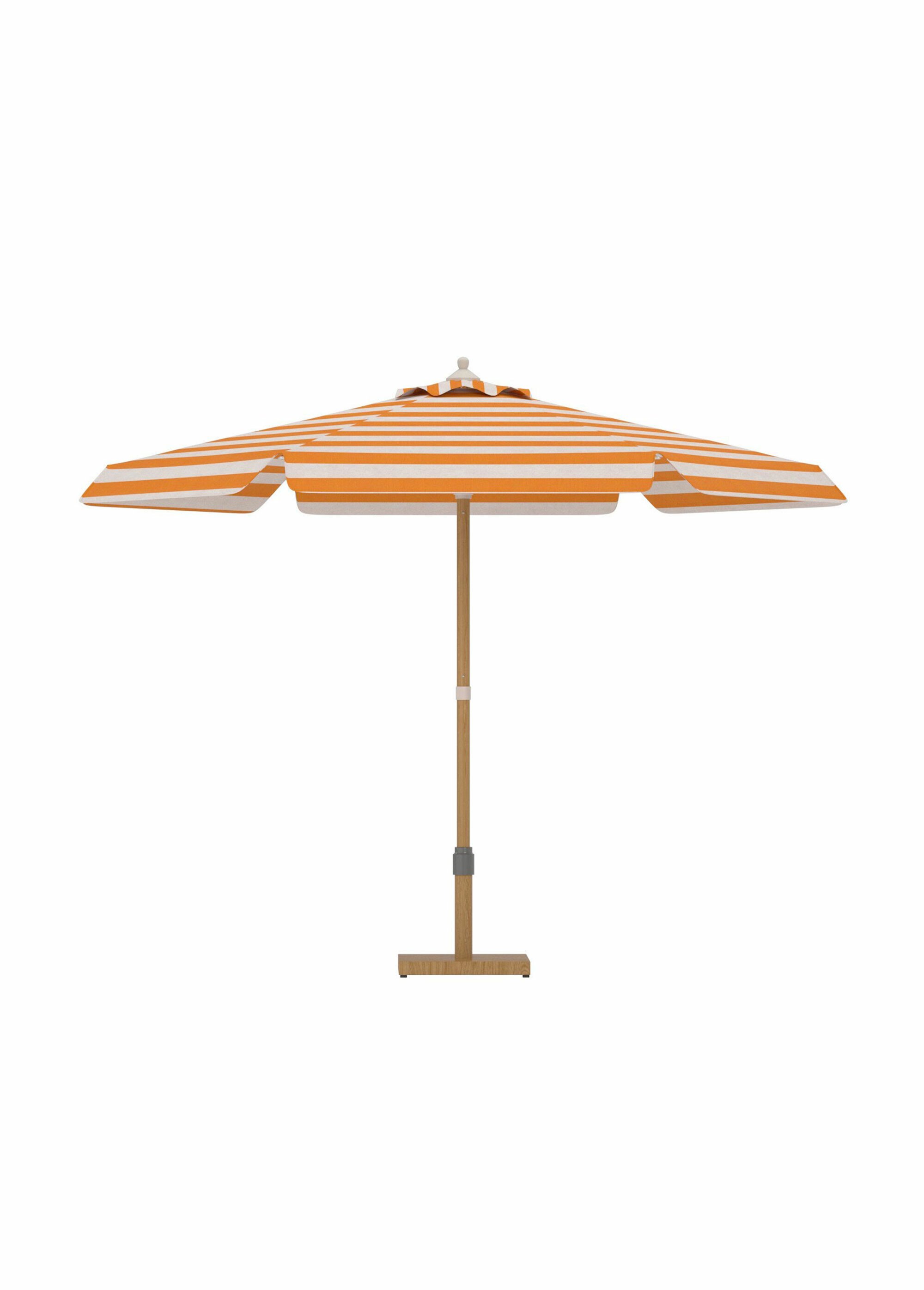 Parasol rayé bambou et alu diam. 2,7m BLANC ET ORANGE VEN-9886-102 FA1