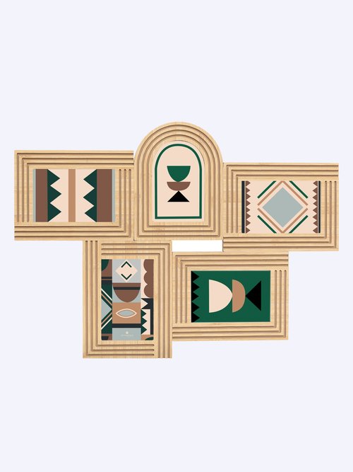 Pêle mêle 5 cadres en bois sculpté Beige JJA-206497 FA1