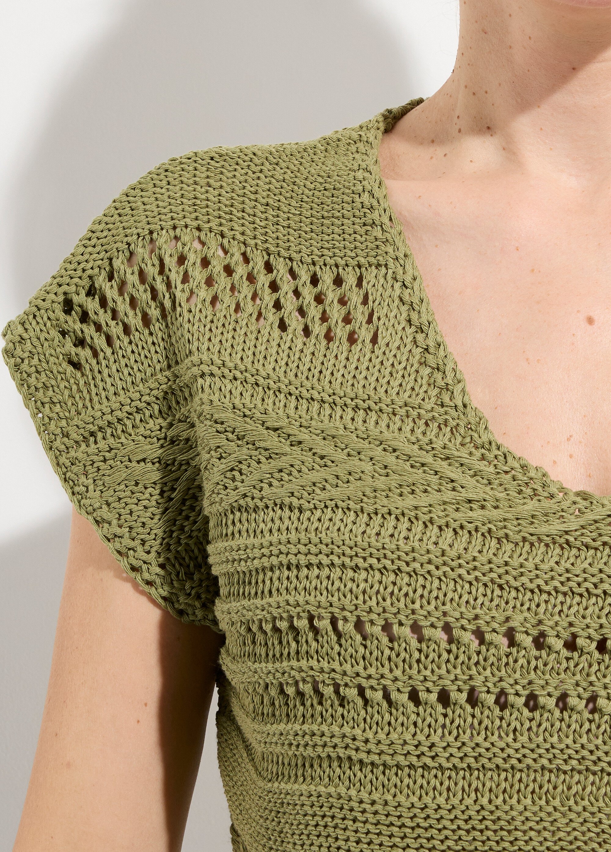 Pull manches courtes grosse maille