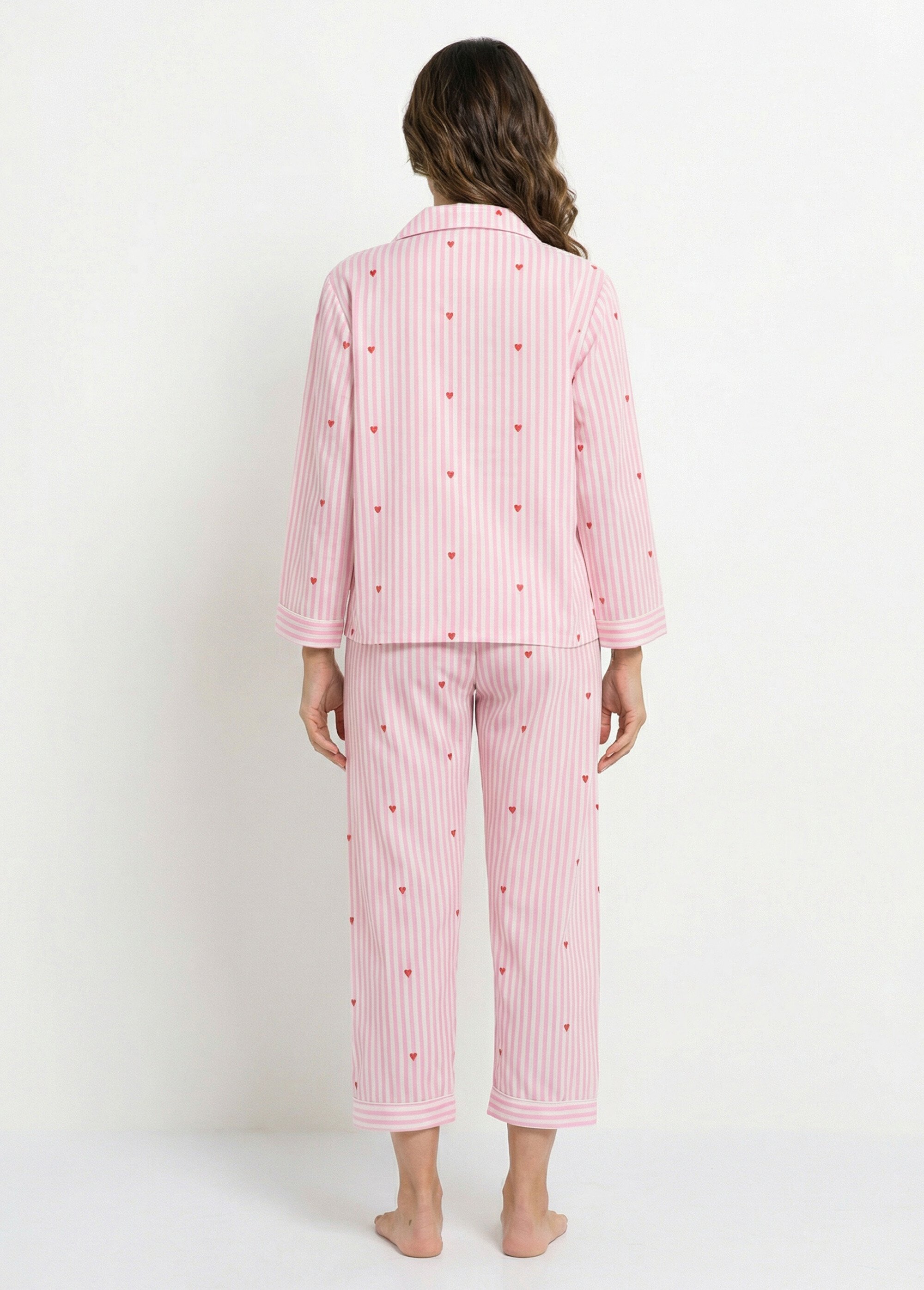 Pyjama 2 pièces rayé avec motif cœurs