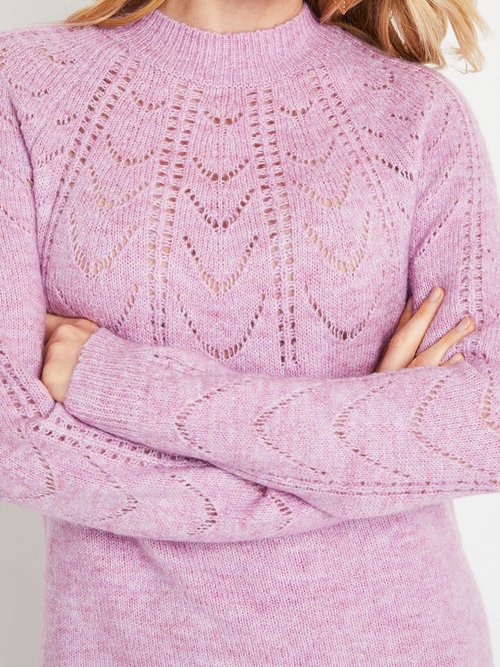 Robe-pull courte tricot ajouré col rond Femme Violet HERODE DE2