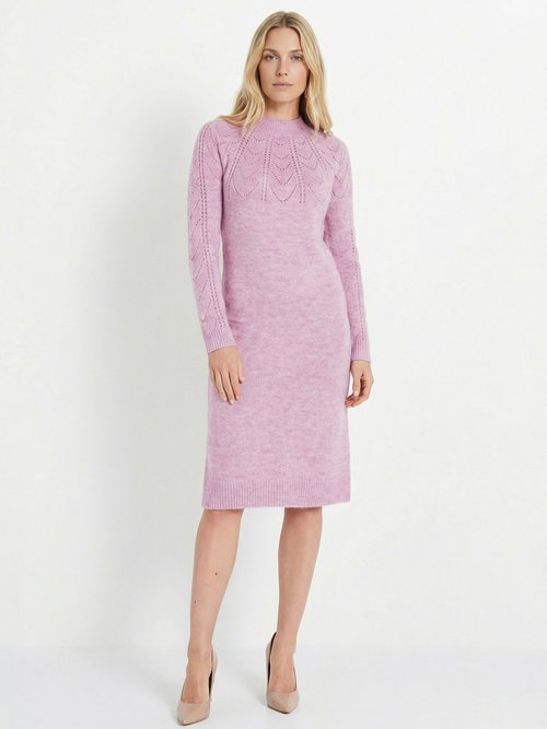 Robe-pull courte tricot ajouré col rond Femme Violet HERODE FA1