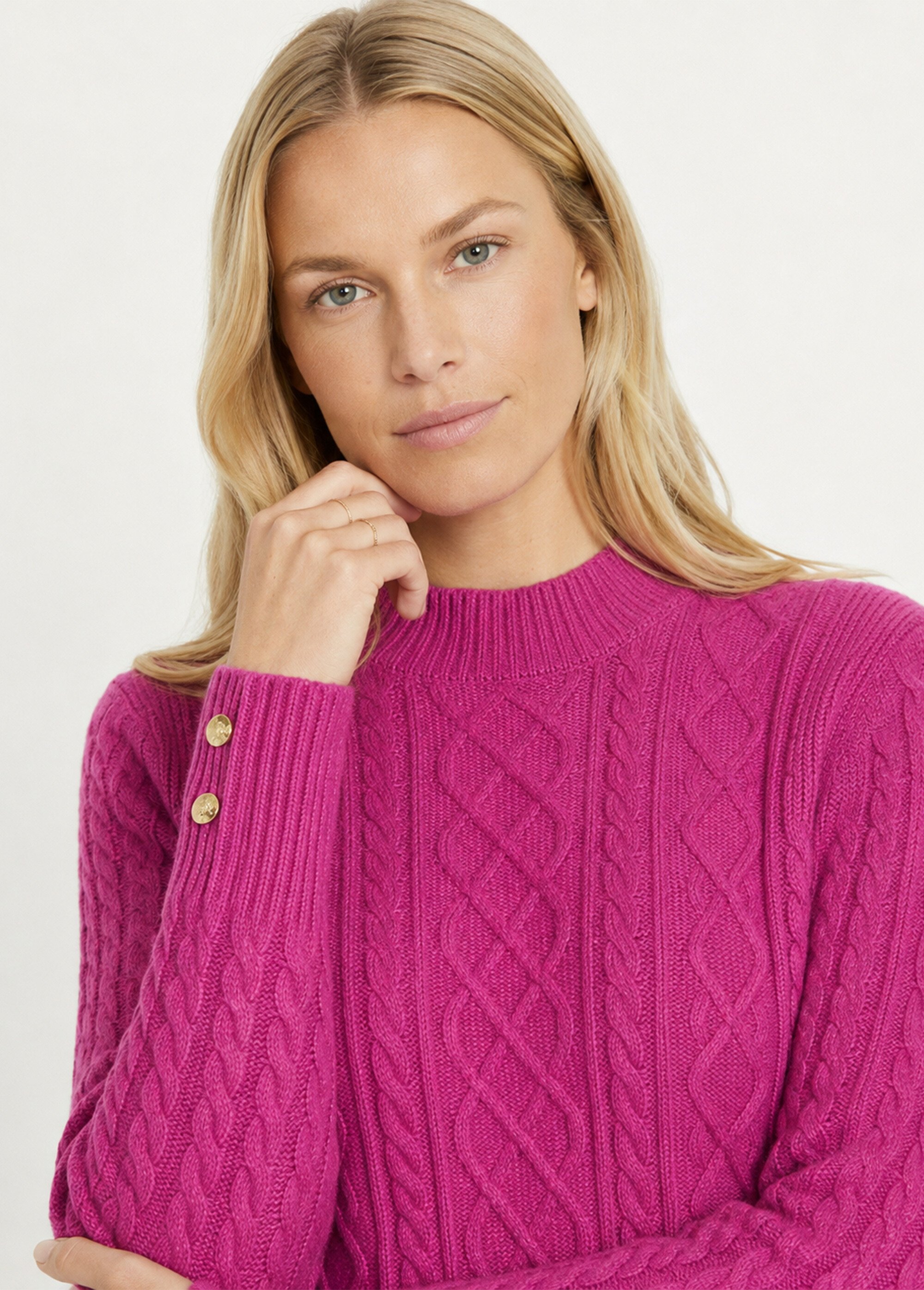 Robe-pull courte tricot uni col rond Femme Rose HECATE DE1