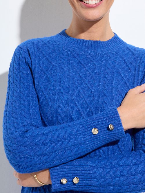 Robe-pull courte tricot uni col rond Femme Bleu HECATE DE1