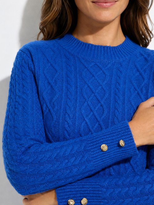 Robe-pull courte tricot uni col rond Femme Bleu HECATE DE1
