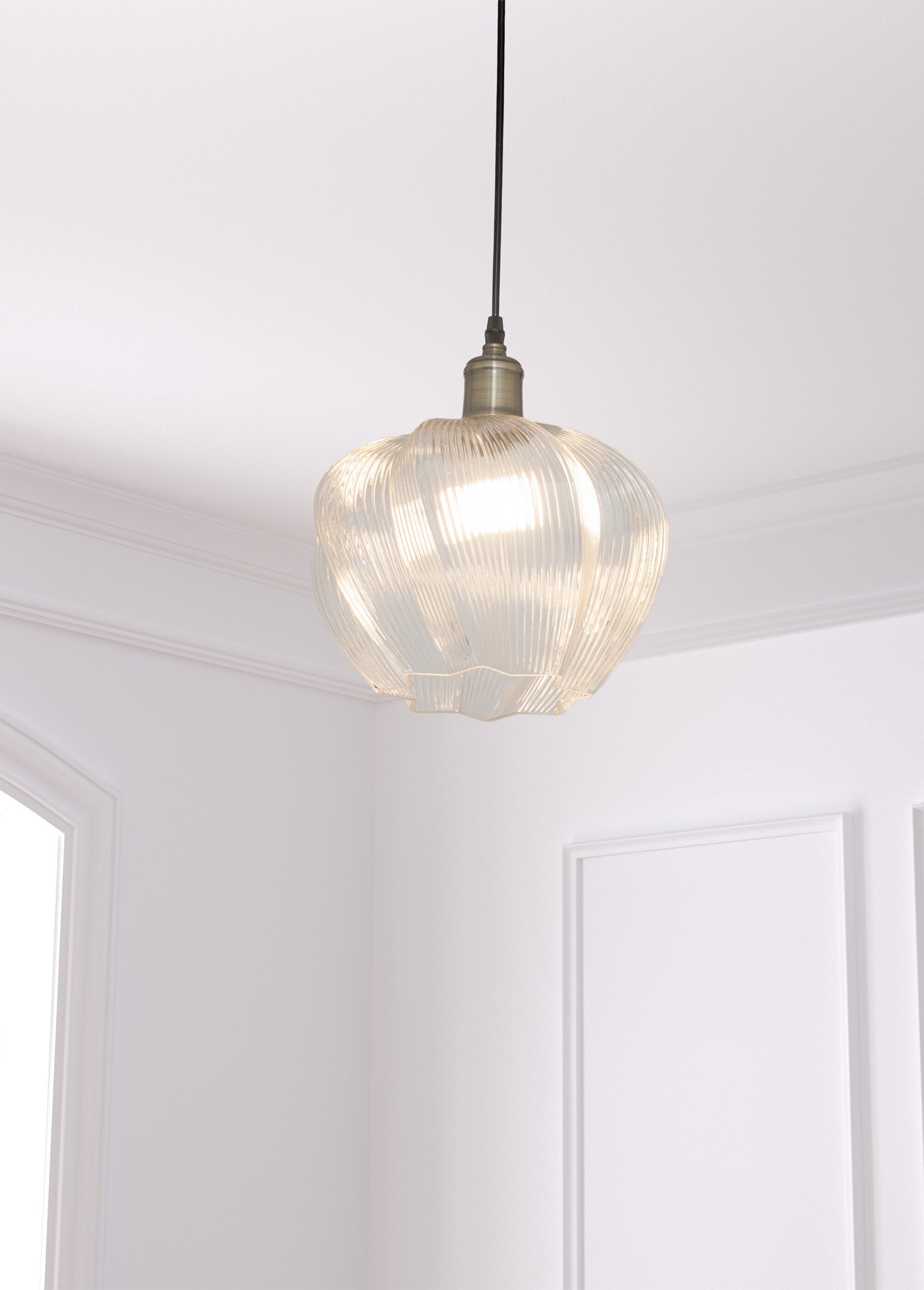 Suspension verre strié forme corolle PHYLAS BLANC JJA-210357 SI1