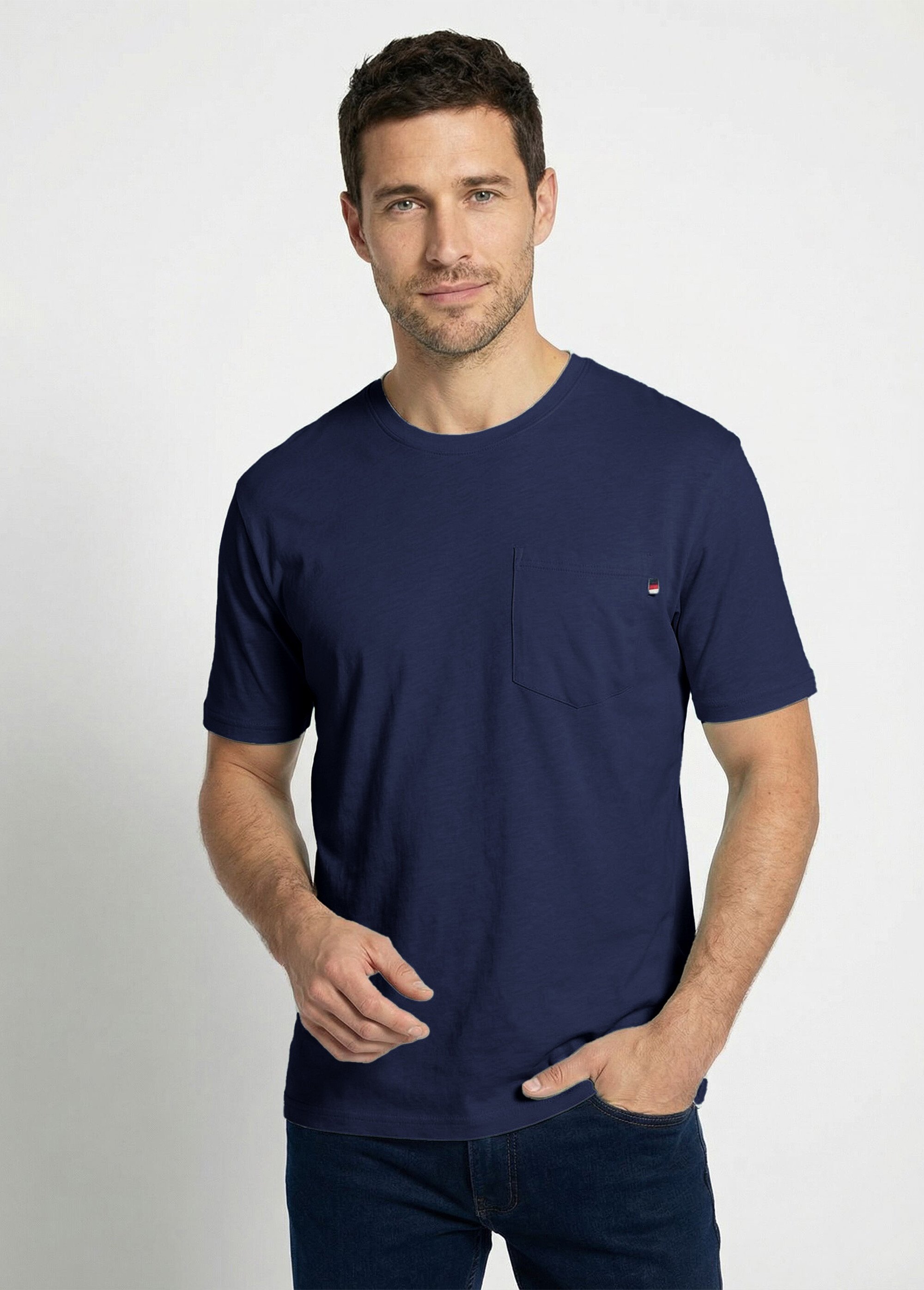 T-shirt col rond manches courtes jersey uni Homme Bleu FILIPO FA1