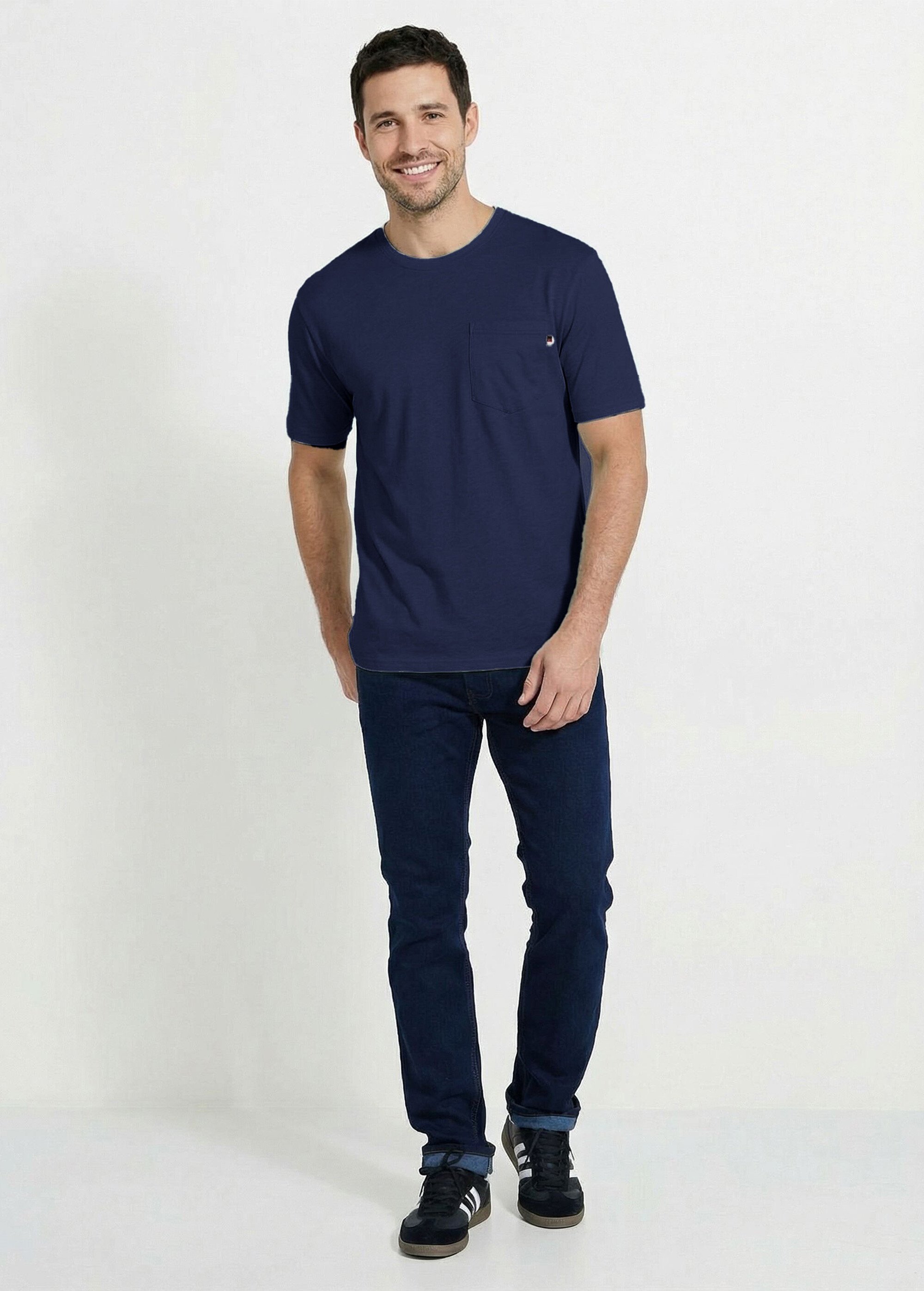 T-shirt col rond manches courtes jersey uni Homme Bleu FILIPO SF1