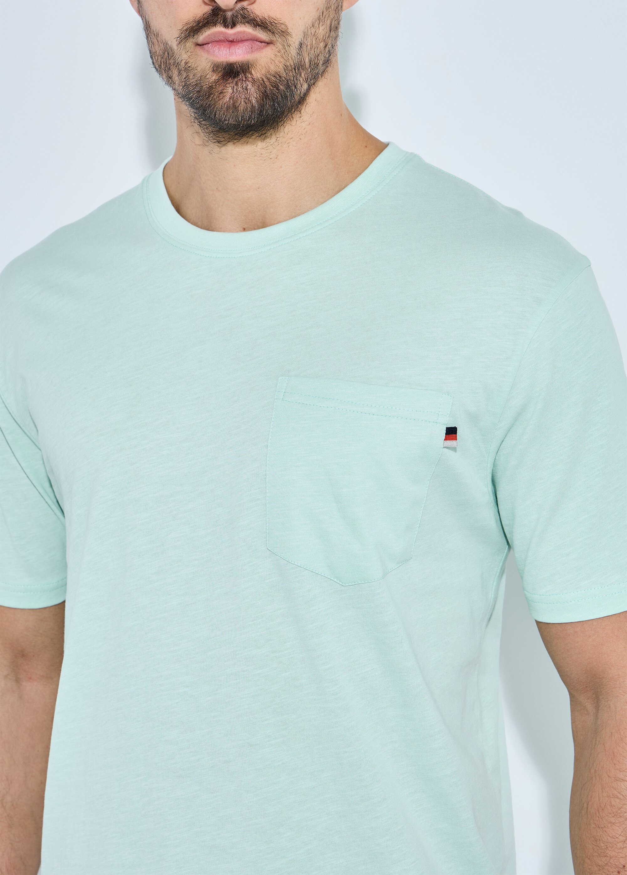 T-shirt col rond manches courtes jersey uni Homme Vert FILIPO DE1