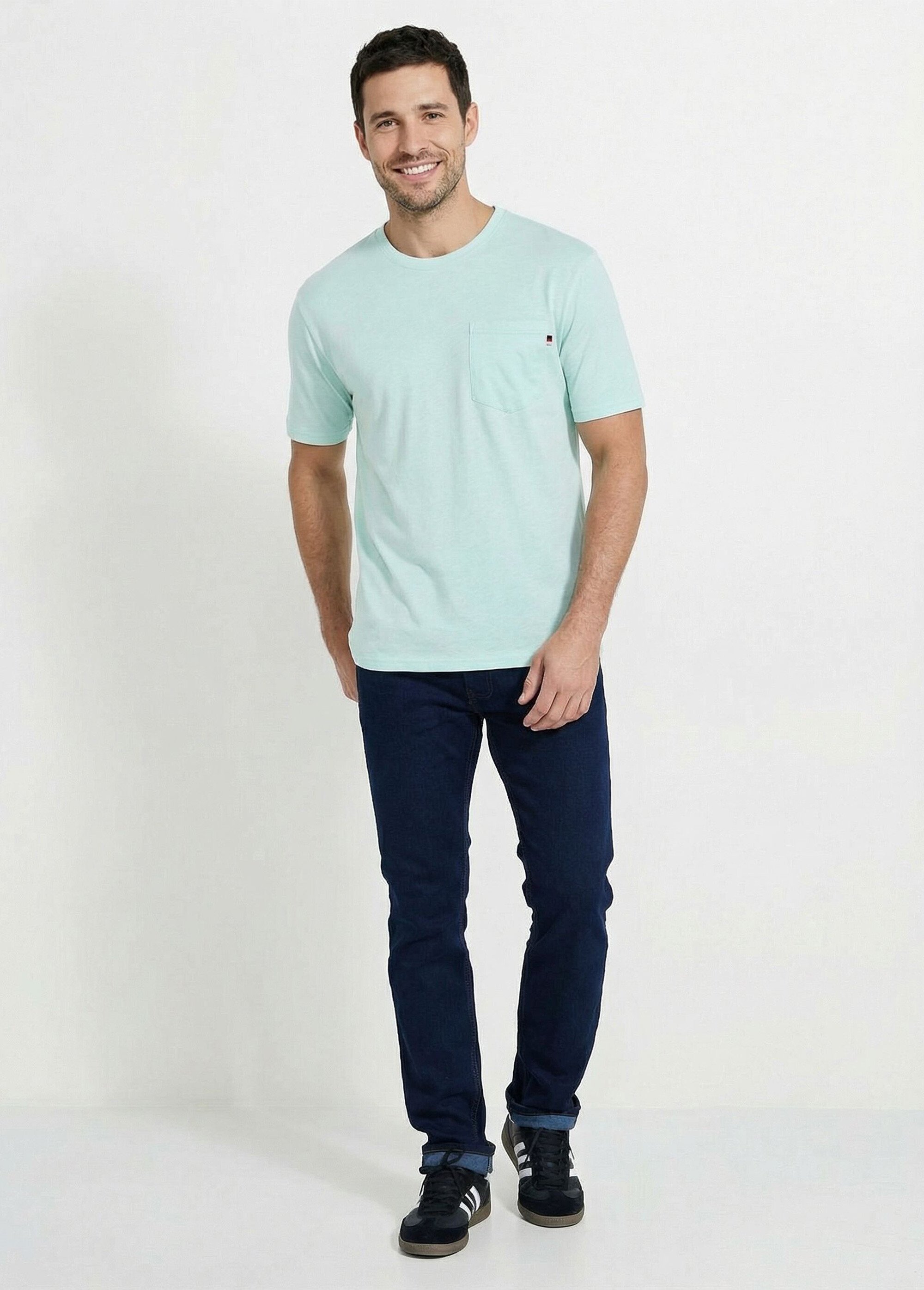 T-shirt col rond manches courtes jersey uni Homme Vert FILIPO SF1