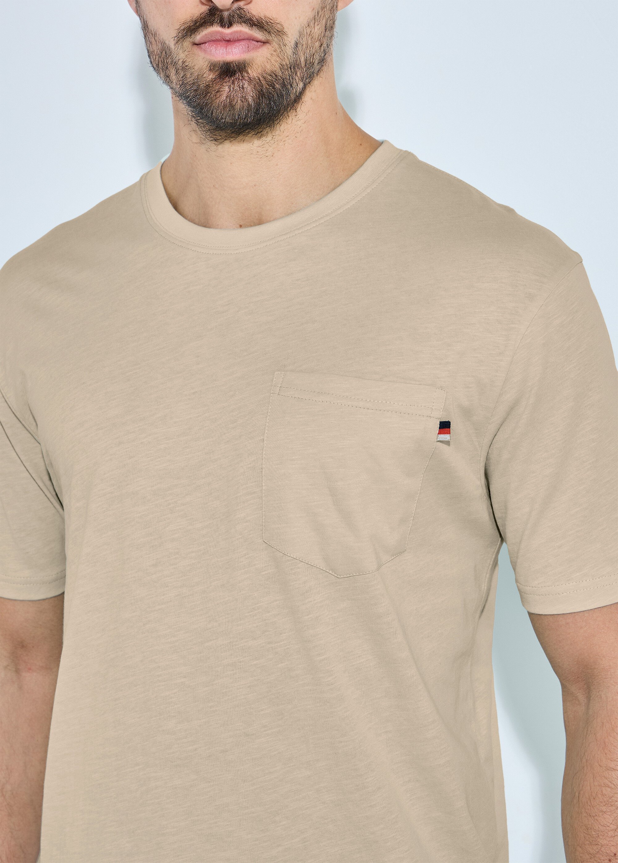 T-shirt col rond manches courtes jersey uni Homme Beige FILIPO DE1