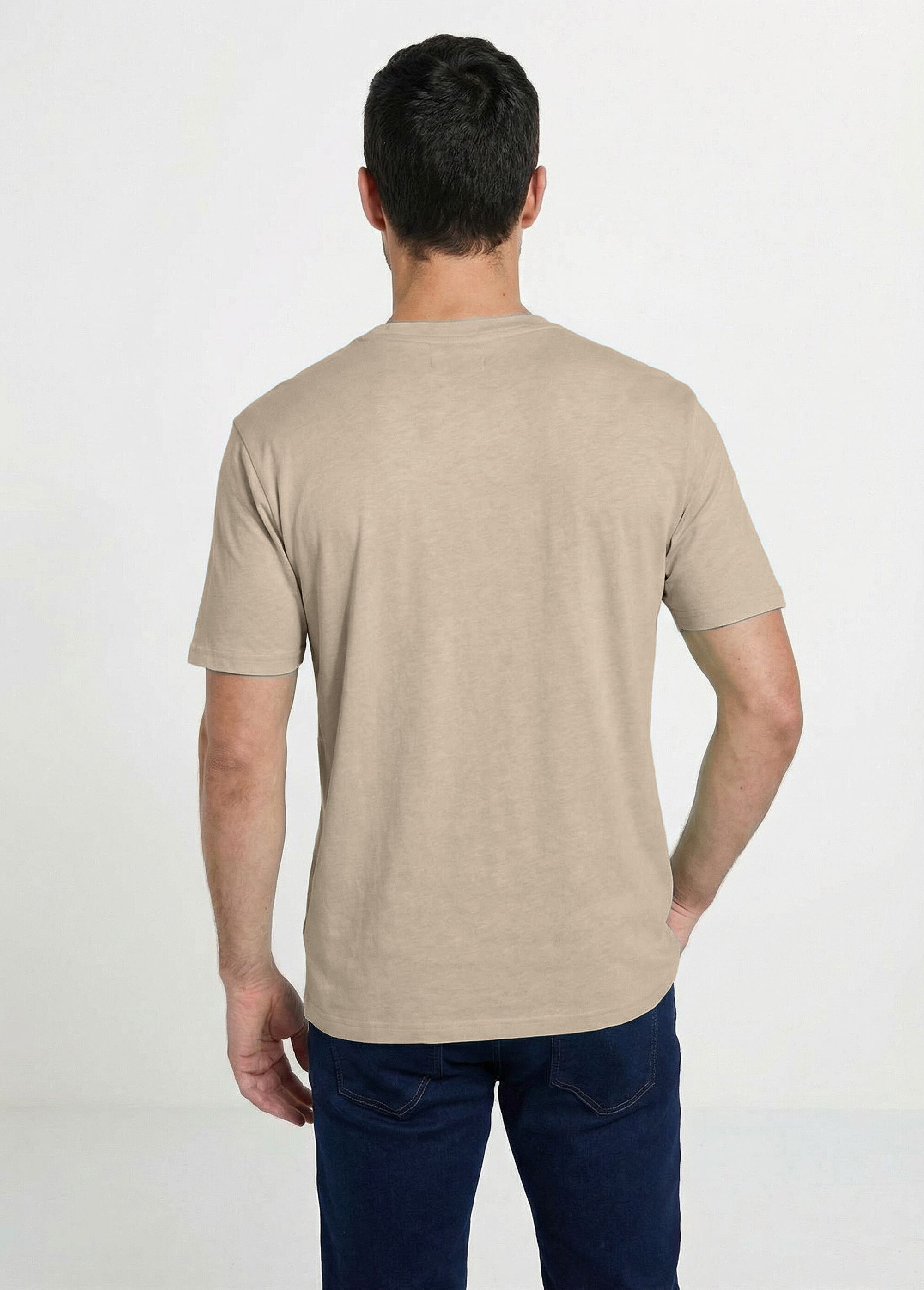 T-shirt col rond manches courtes jersey uni Homme Beige FILIPO DO1