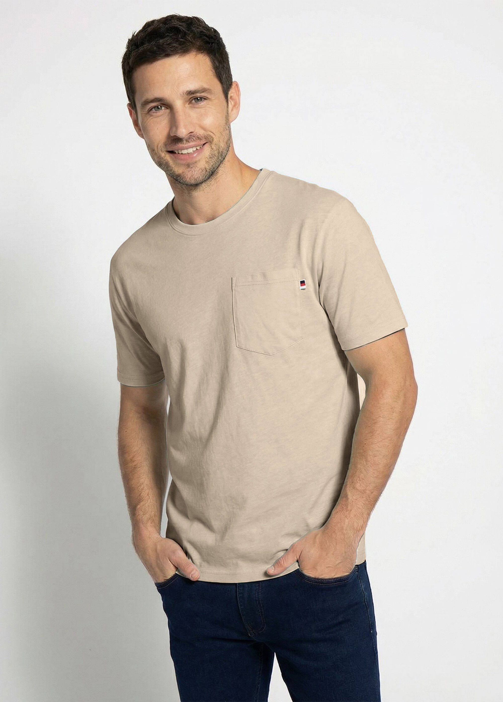 T-shirt col rond manches courtes jersey uni Homme Beige FILIPO MV1