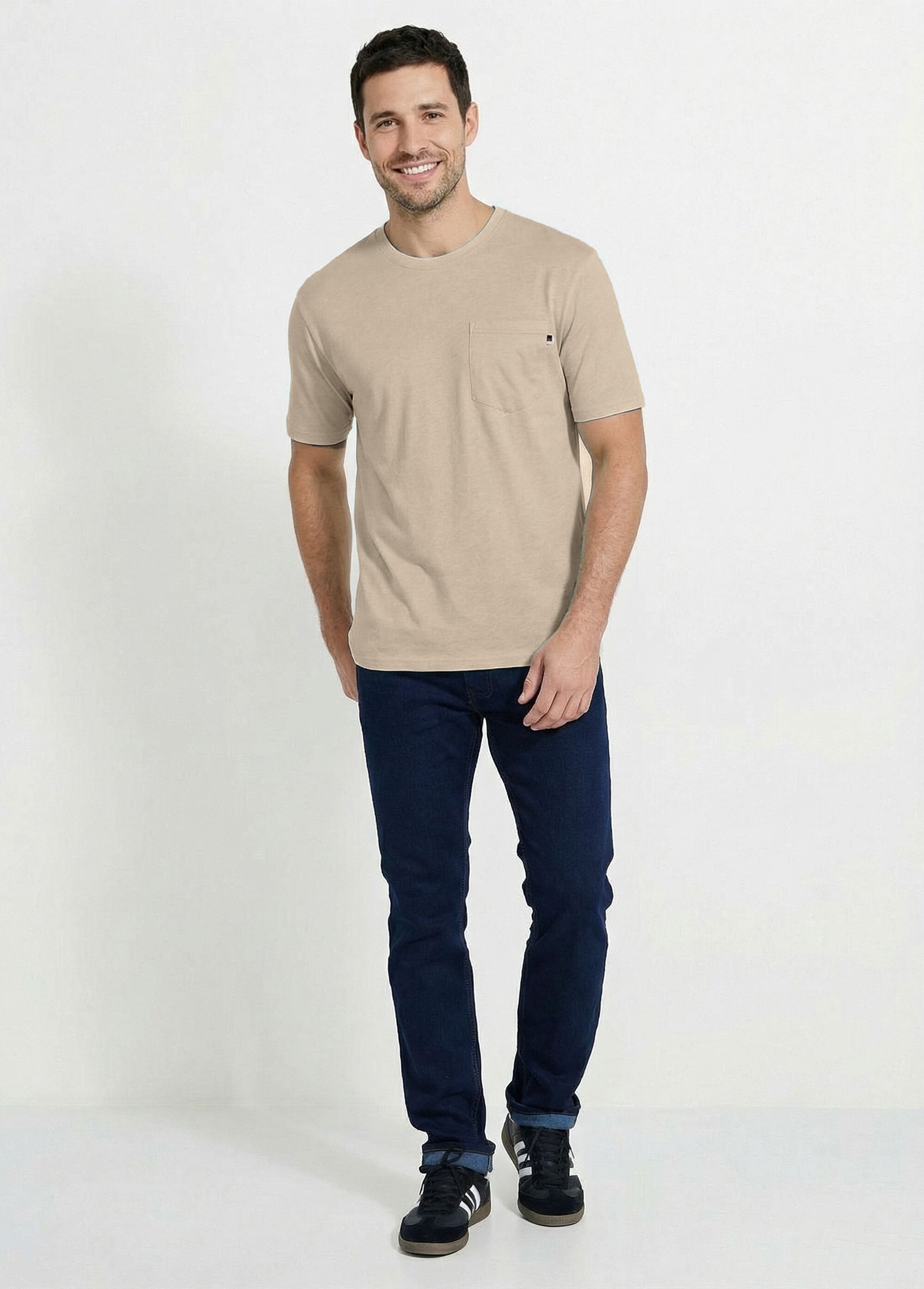 T-shirt col rond manches courtes jersey uni Homme Beige FILIPO SF1