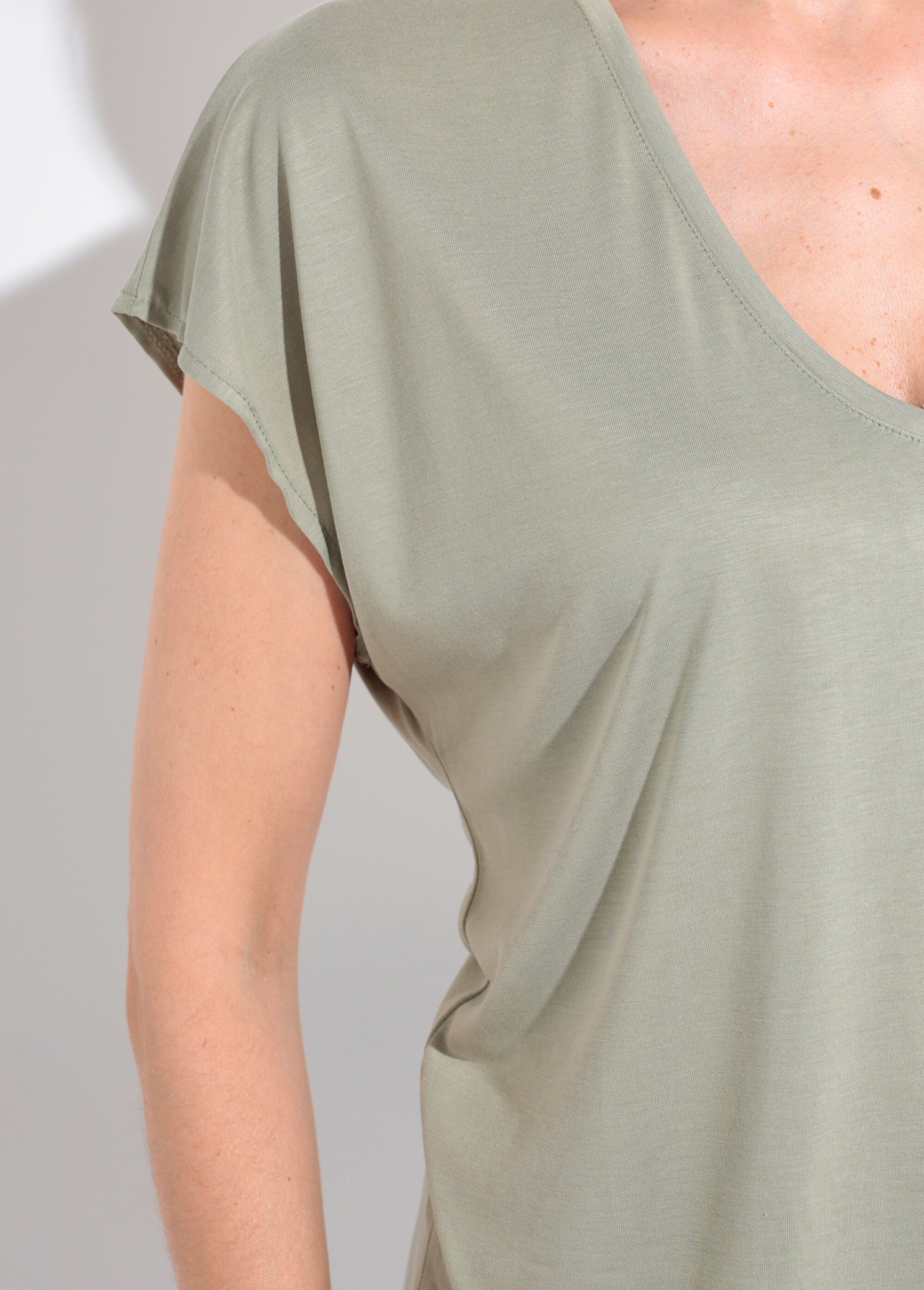 T-shirt fluide manches courtes porté loose Femme Vert EE-N2401 DE2