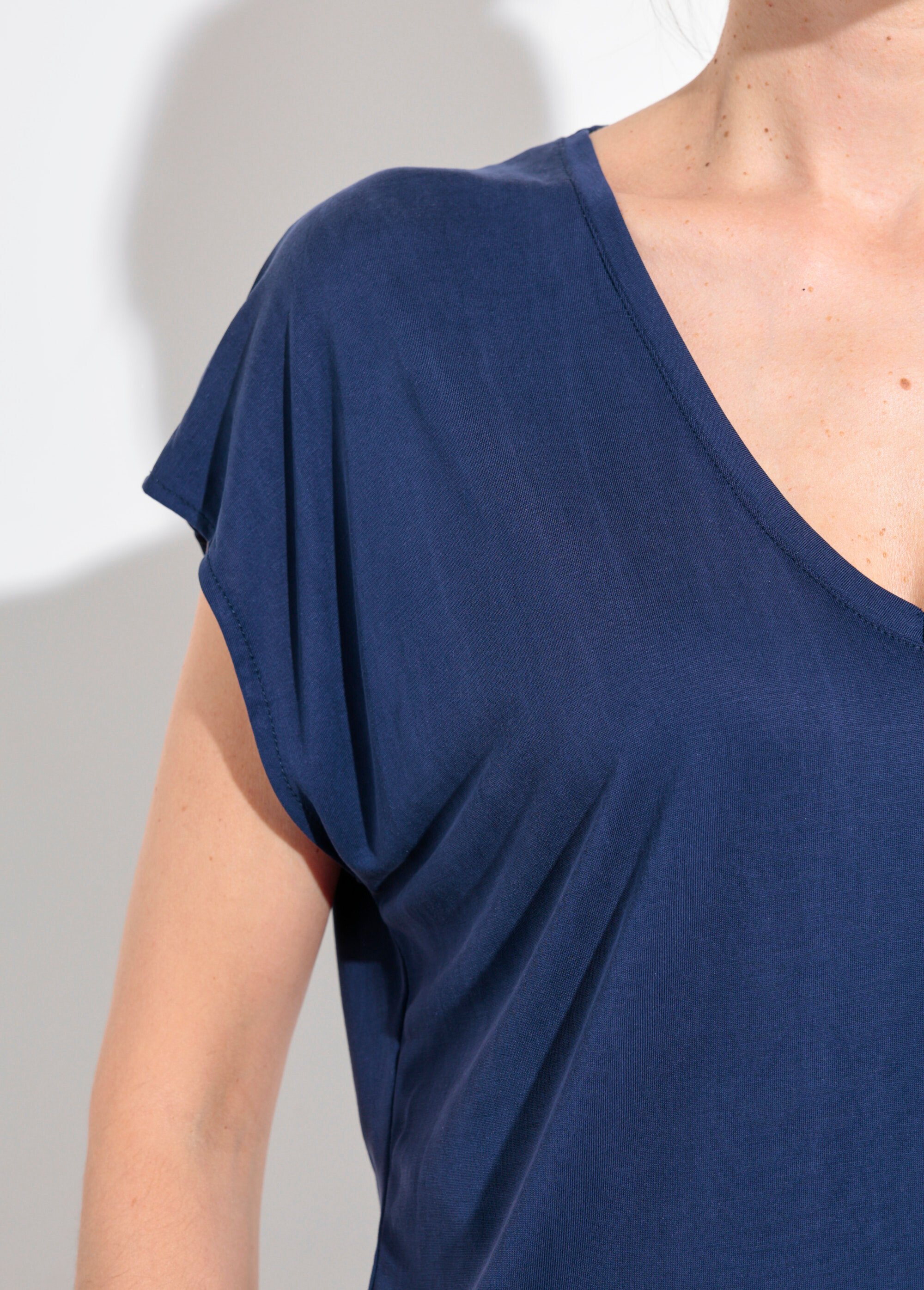 T-shirt fluide manches courtes porté loose Femme Bleu EE-N2401 DE2