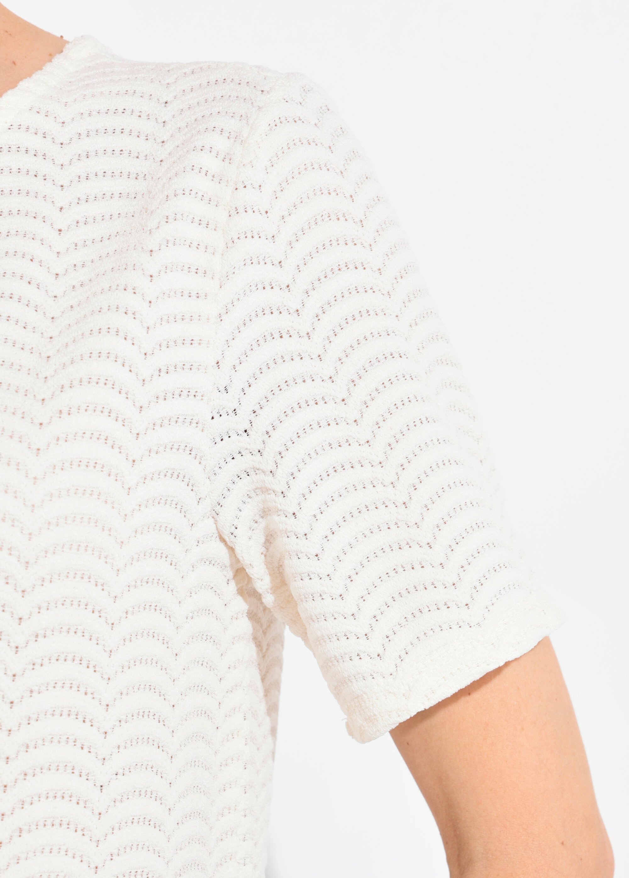 T-shirt maille reliéfée motif  écailles Femme Beige EE-N6148-2 DE3