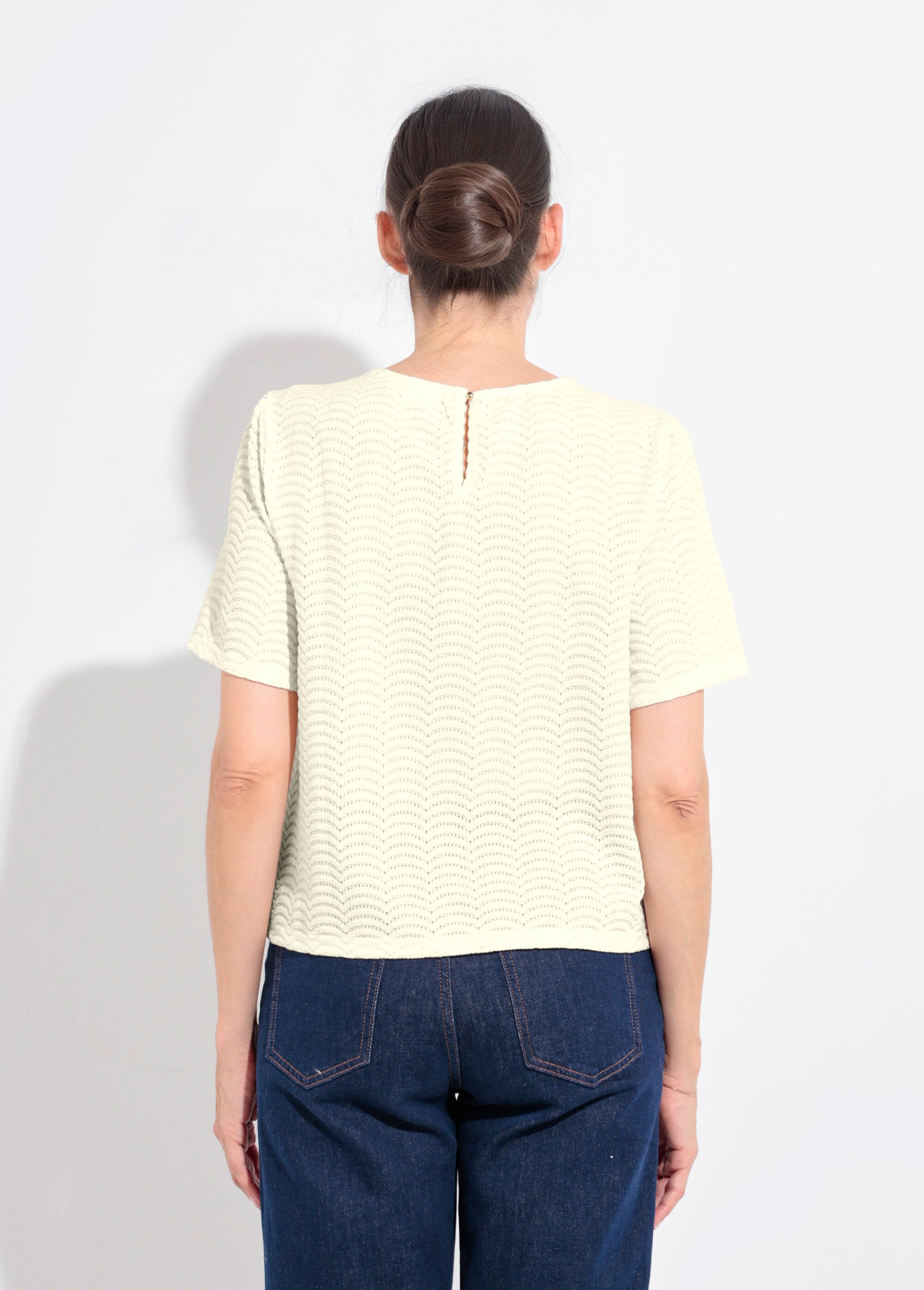 T-shirt maille reliéfée motif  écailles Femme Beige EE-N6148-2 DO1