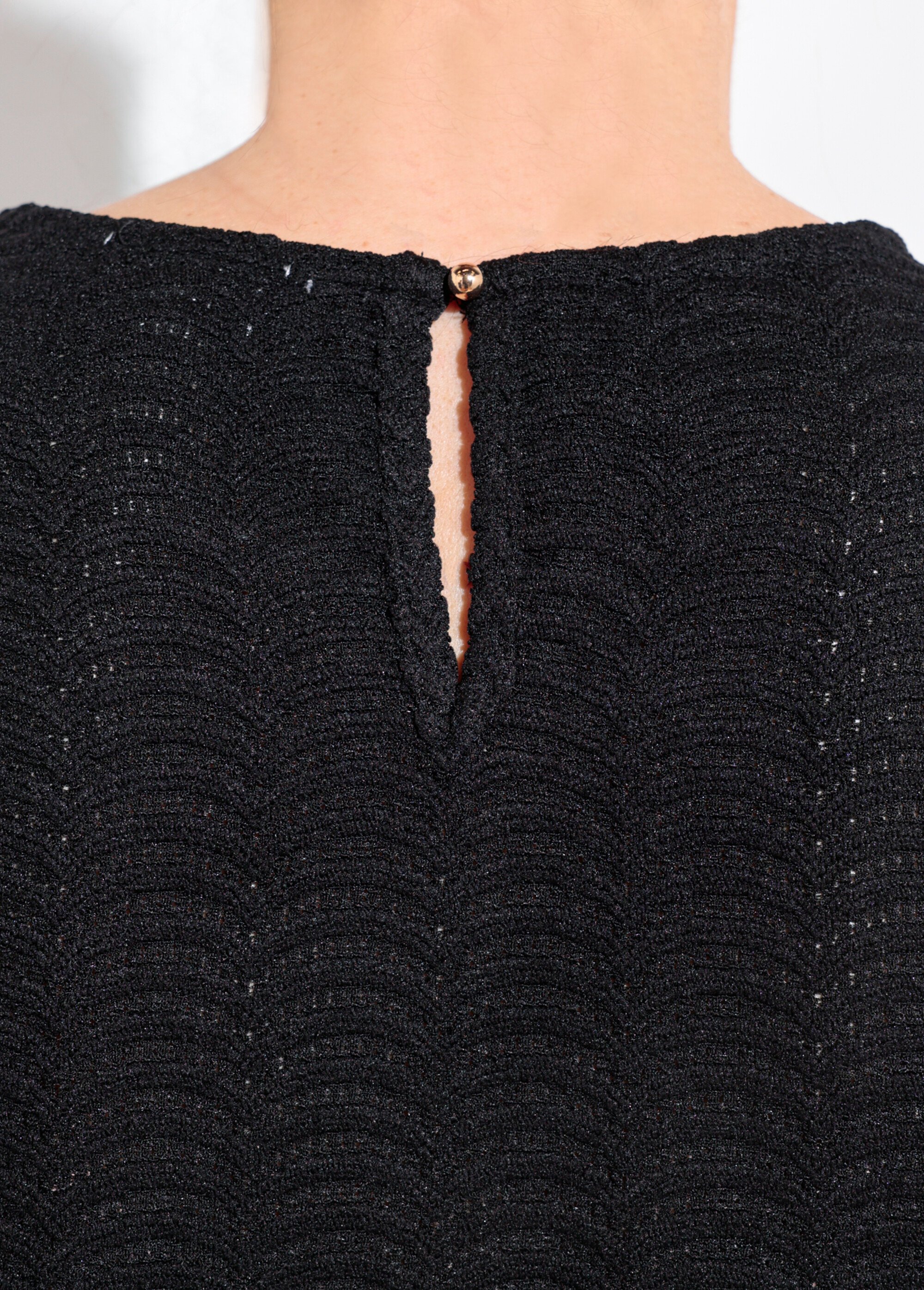 T-shirt maille reliéfée motif  écailles Femme Noir EE-N6148-2 DE3