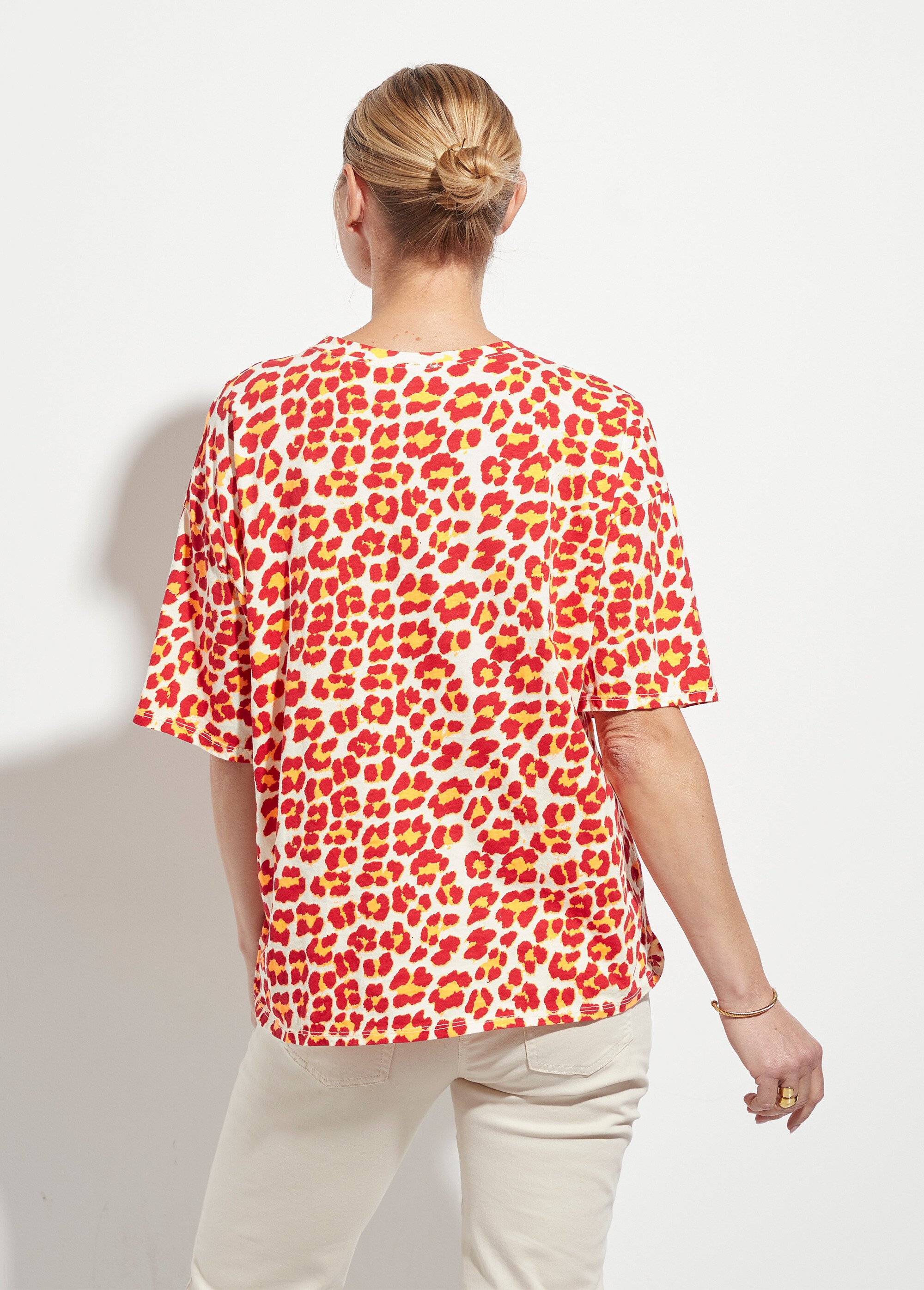 T-shirt manches courtes léopard fluo