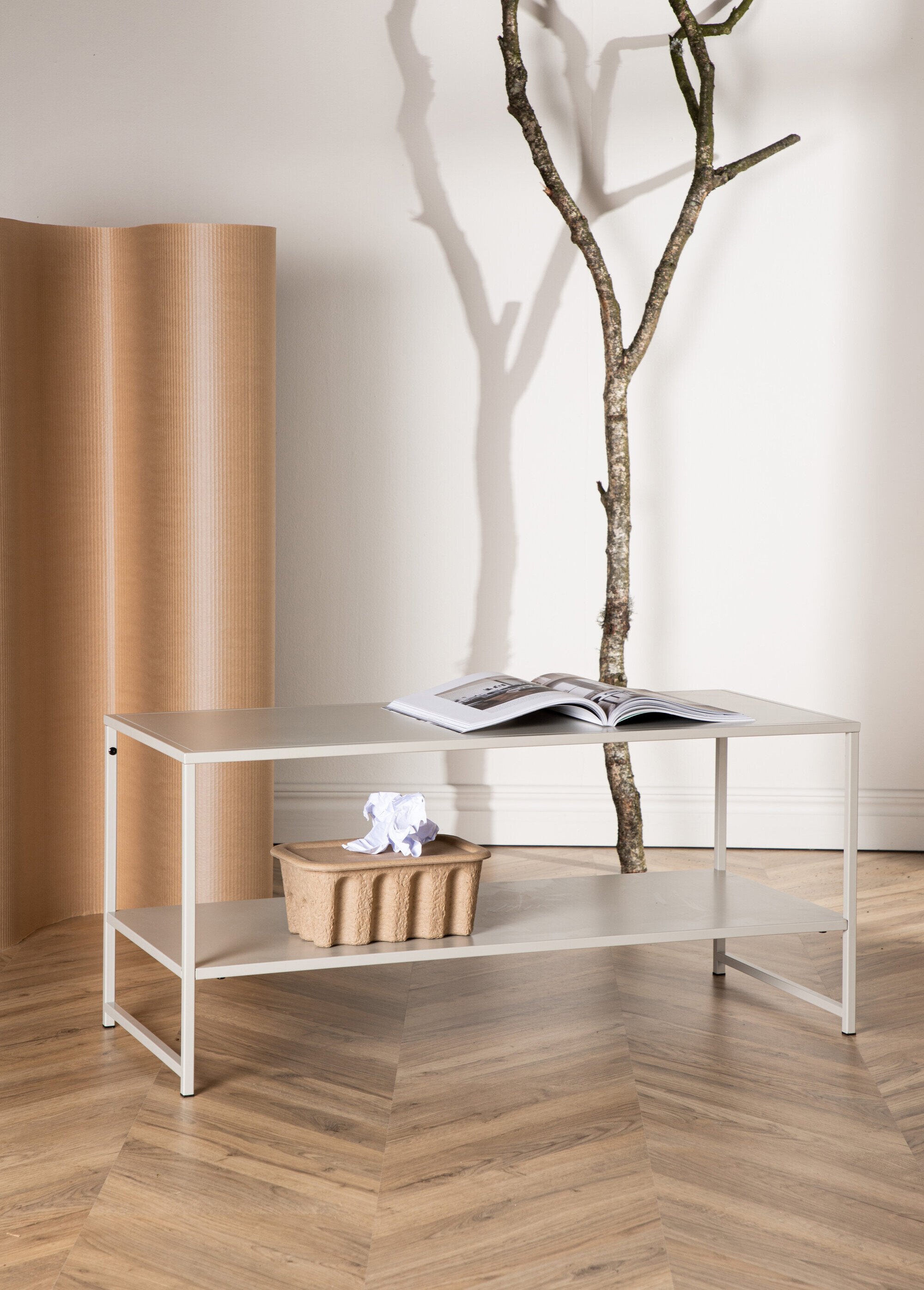 Table basse design en acier, 2 niveaux BEIGE VEN-18074-250 SI1