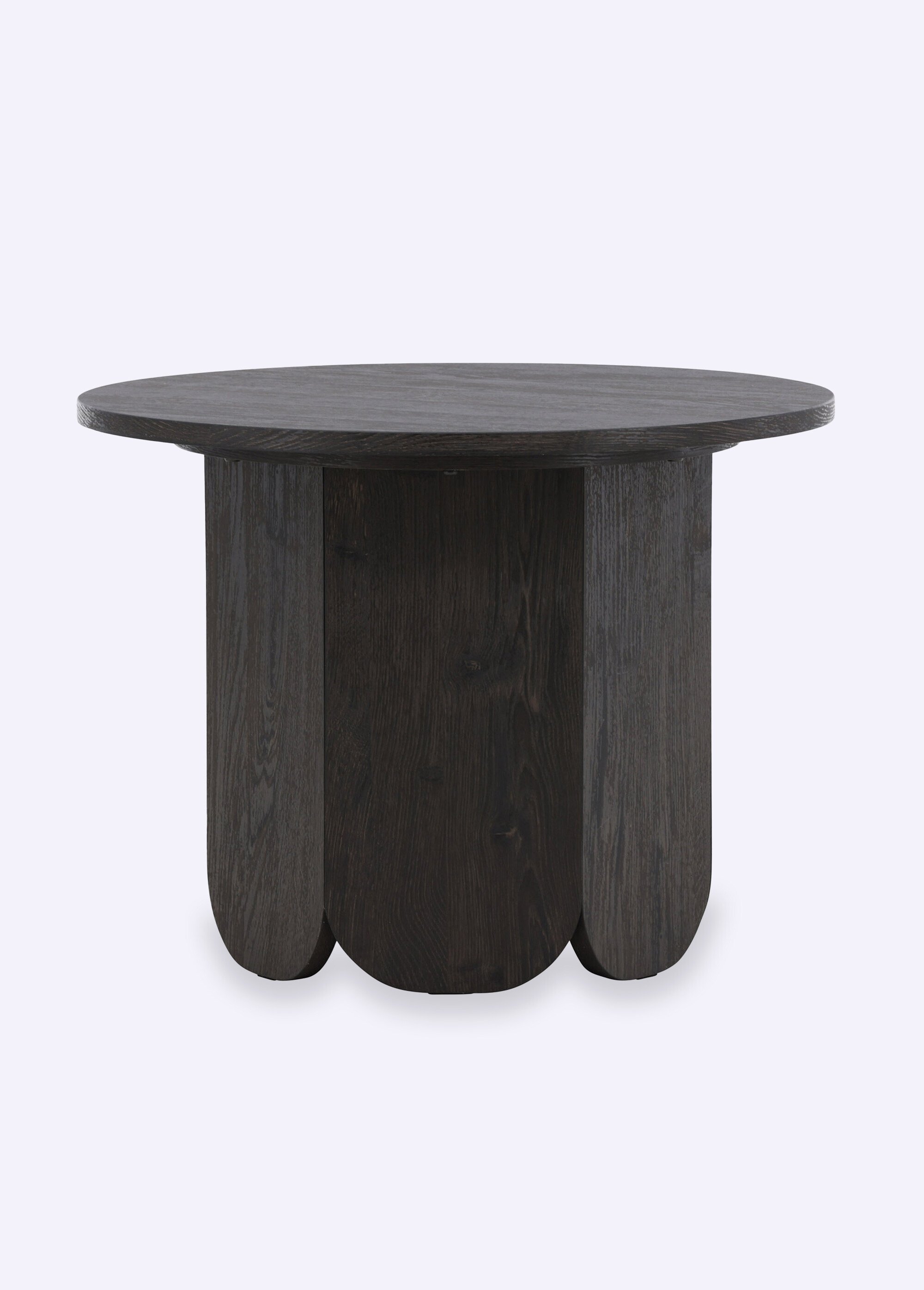 Table basse en bois foncé pied arrondi