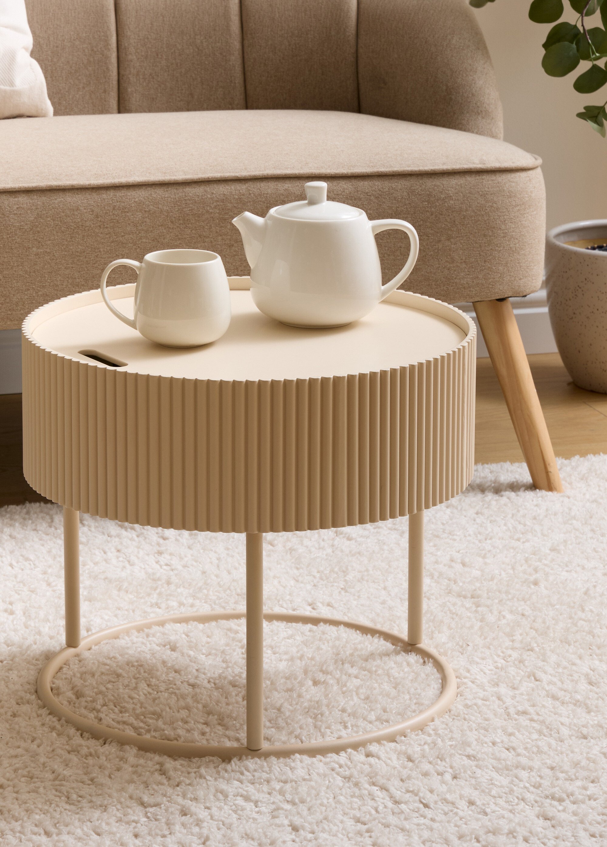 Table basse ronde avec rangement JUNA BEIGE JJA-213063A SI1