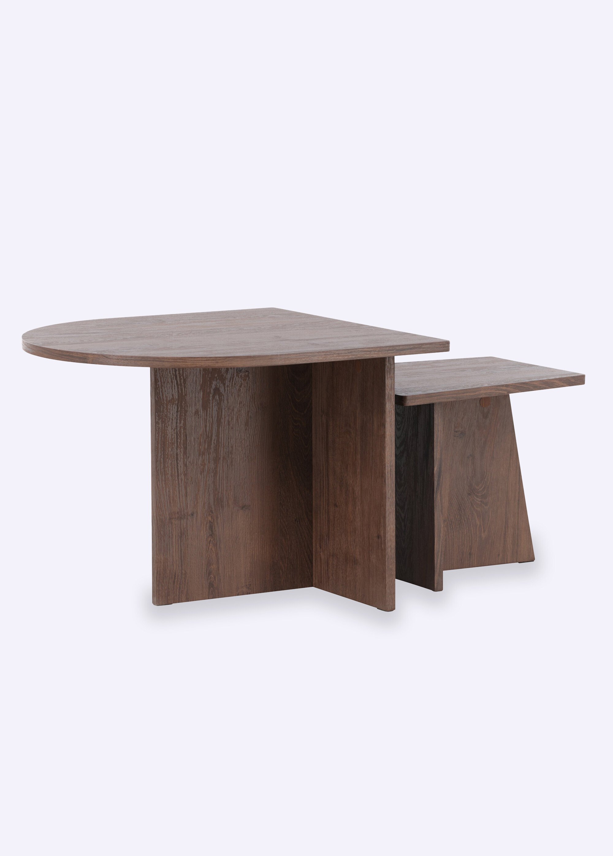 Tables gigognes en bois, formes épurées MARRON VEN-63356-444 FA1