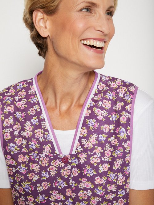 Tablier court imprimé larges emmanchures Femme Violet ARDECHE DE1