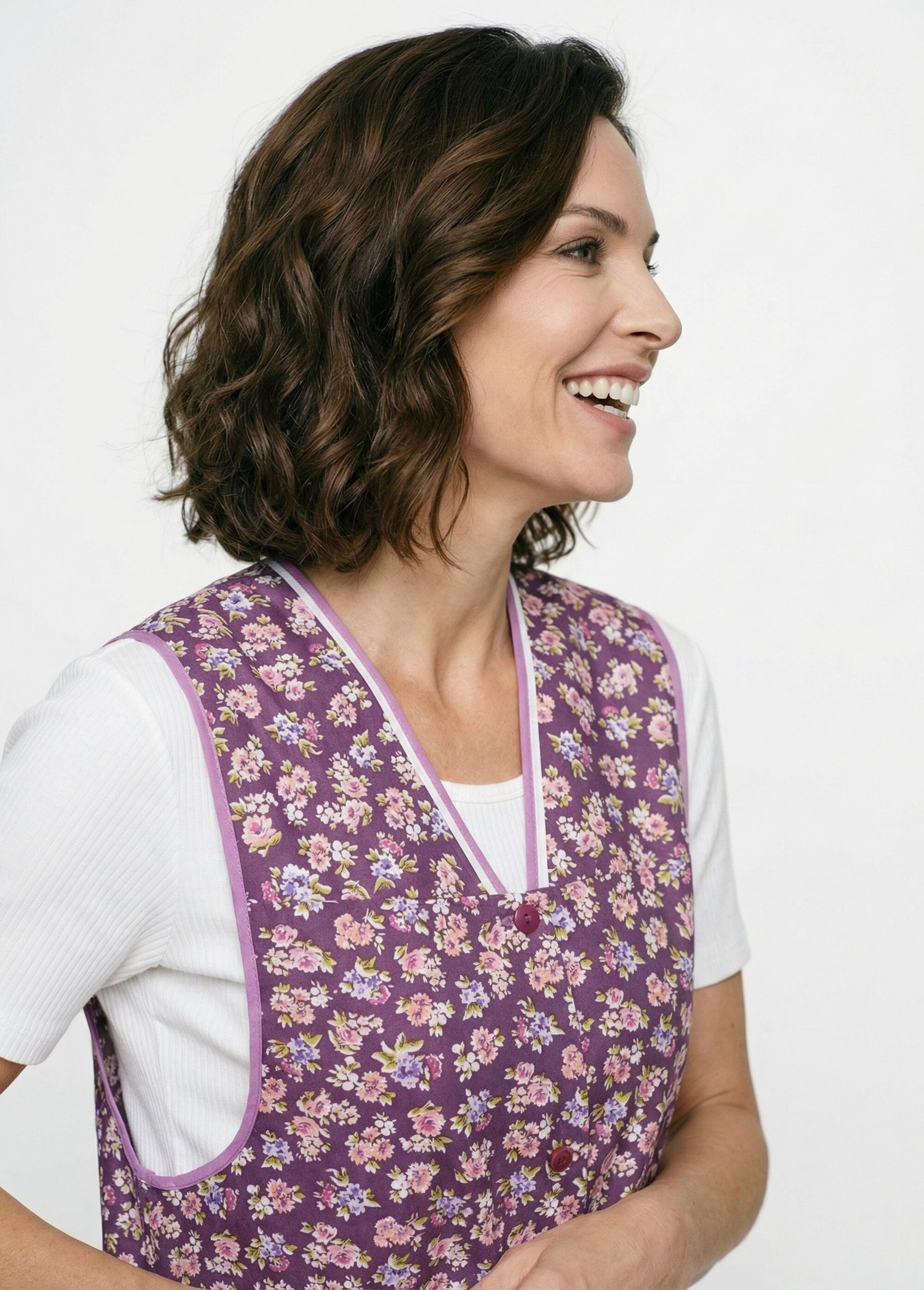 Tablier court imprimé larges emmanchures Femme Violet ARDECHE DE1