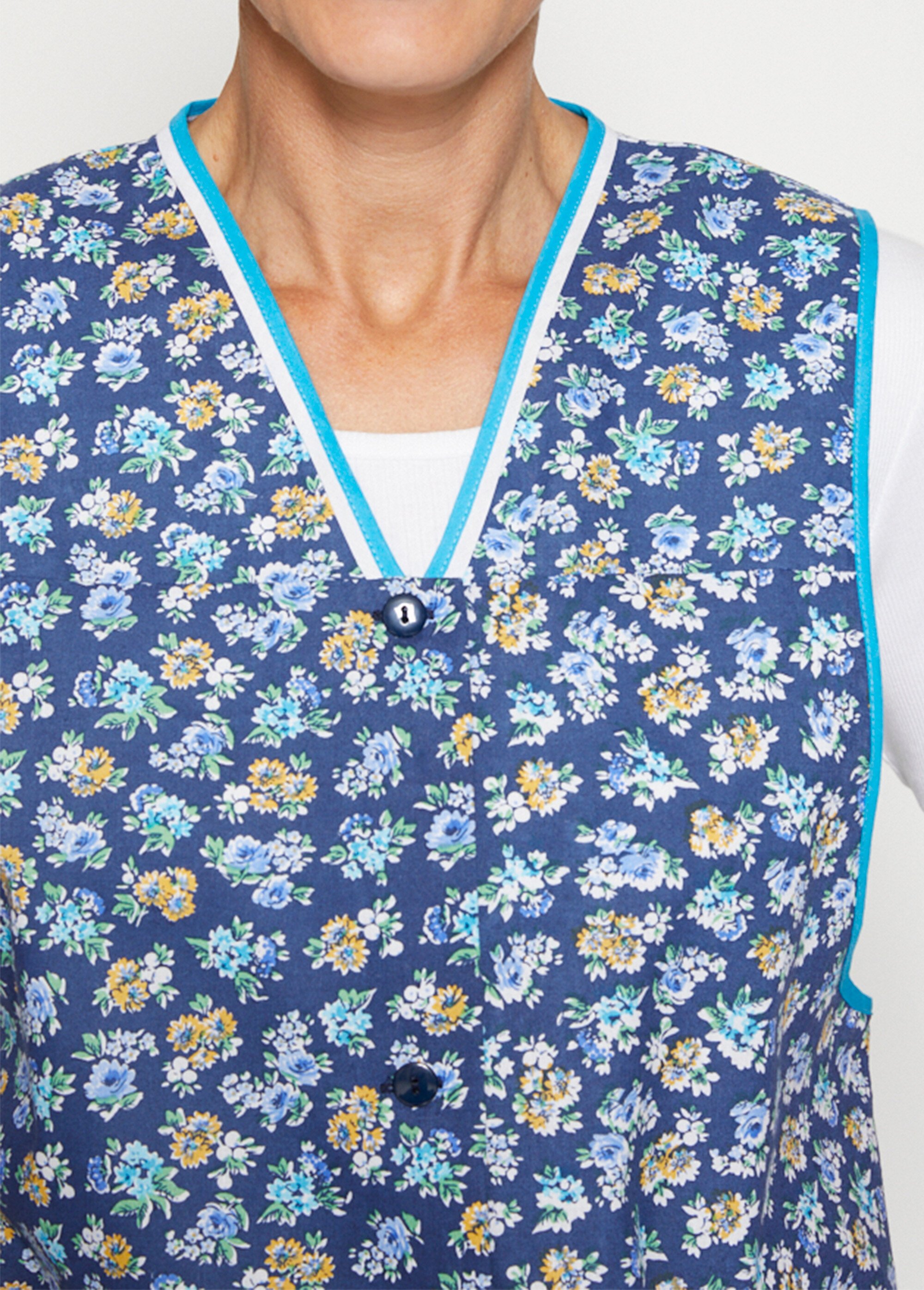 Tablier court imprimé larges emmanchures Femme Bleu ARDECHE DE1